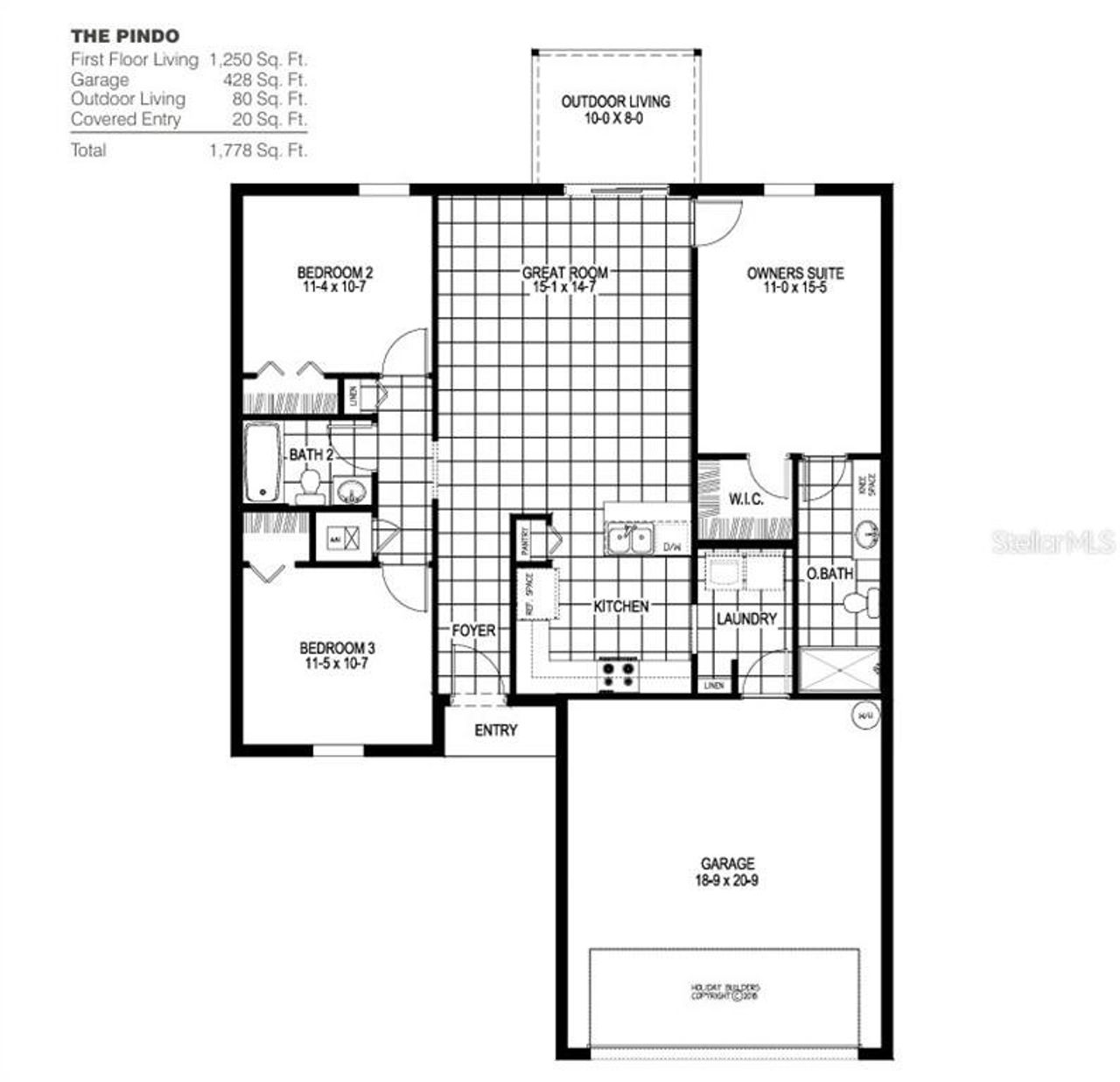 2D floor plan layout of this home in Woodland Ranch Estates, Dundee, FL (Image 2).