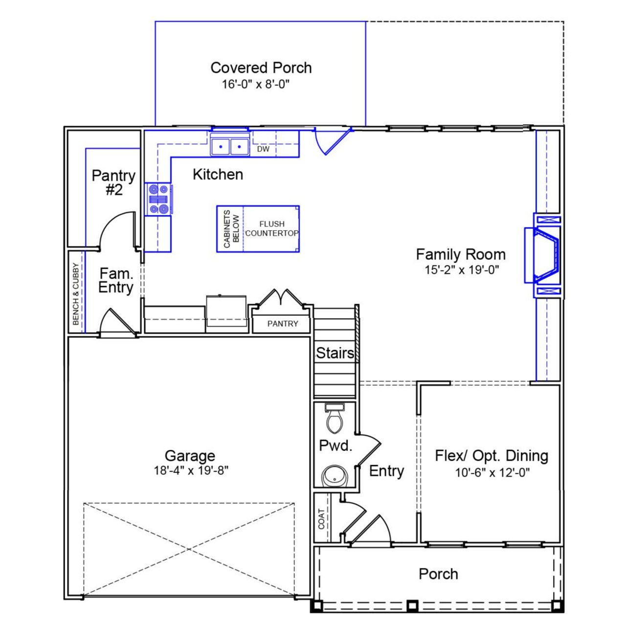 2D floor plan layout of this home in Foxhall Landing, Easley, SC (Image 2).