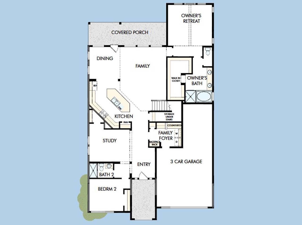2D floor plan layout for the The Manuka by David Weekley Homes in Headwaters 60' - Executive Series, Dripping Springs, TX (Image 2).