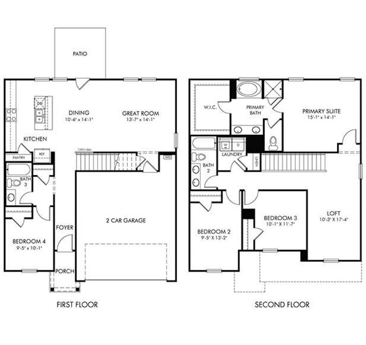 2D floor plan layout of this home in Manning Mill, Adairsville, GA (Image 2).