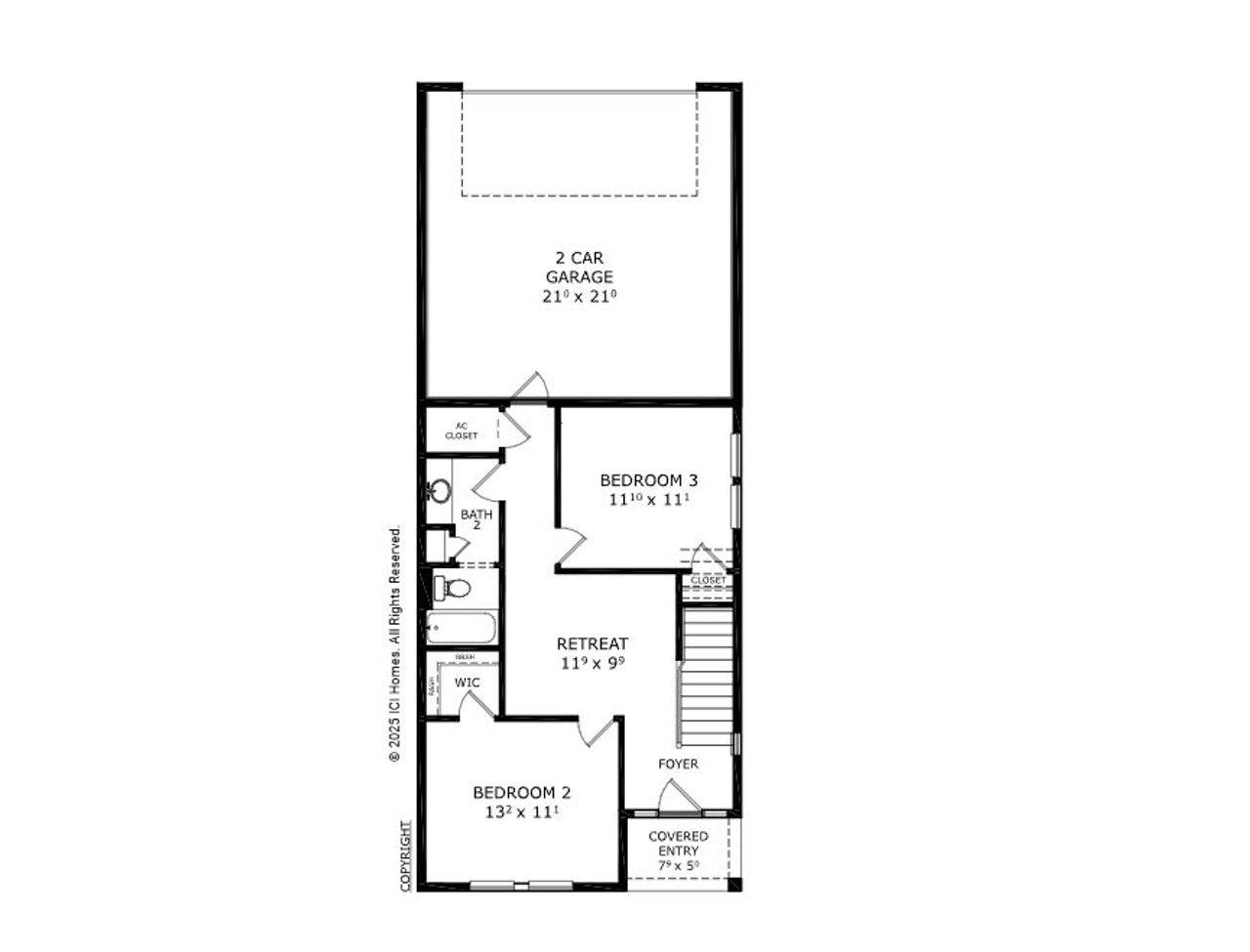 2D floor plan layout for the Elkton - E - Townhome Series by ICI Homes in West End at Town Center, Ponte Vedra, FL (Image 2).