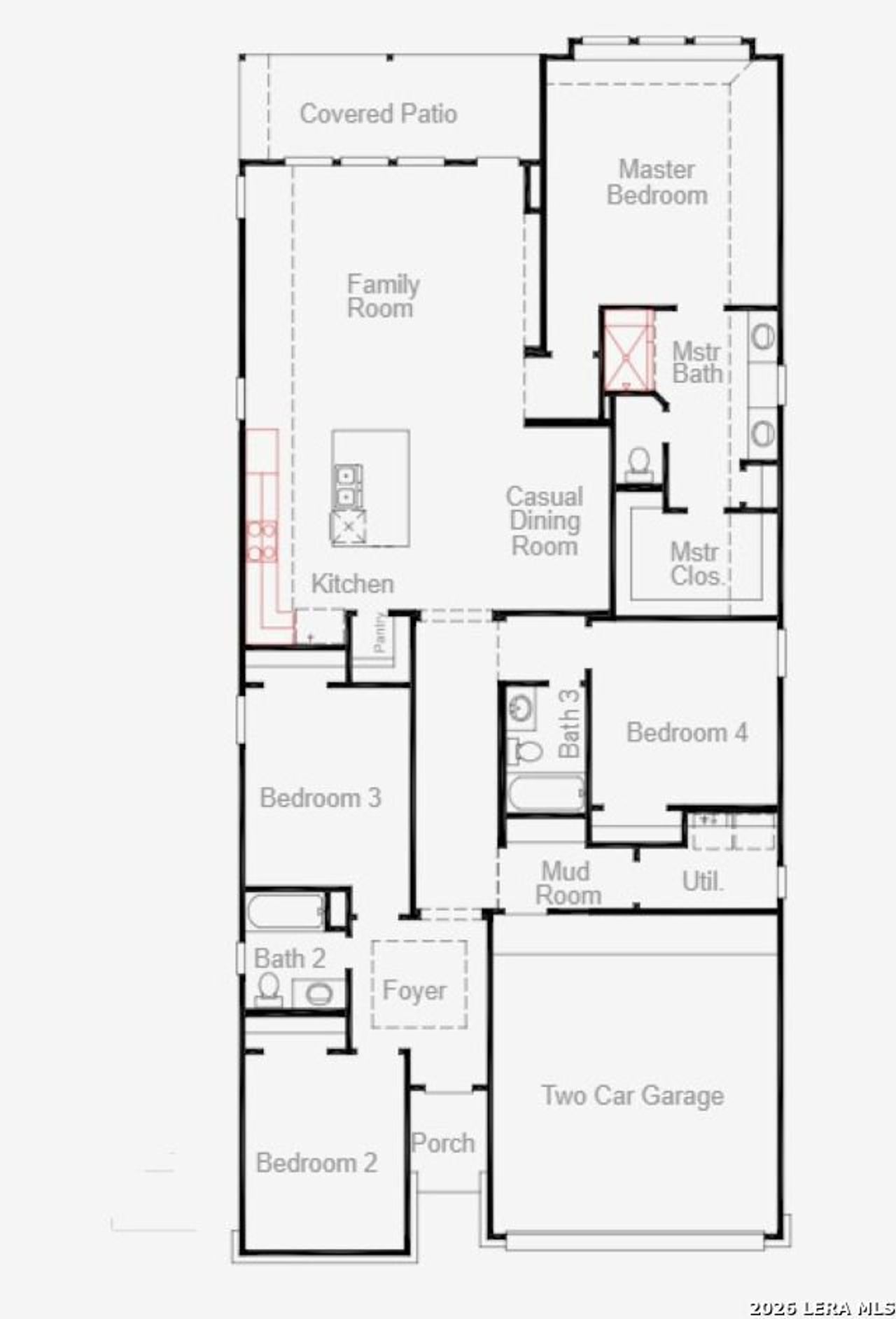 2D floor plan layout of this home in Davis Ranch, San Antonio, TX (Image 2).