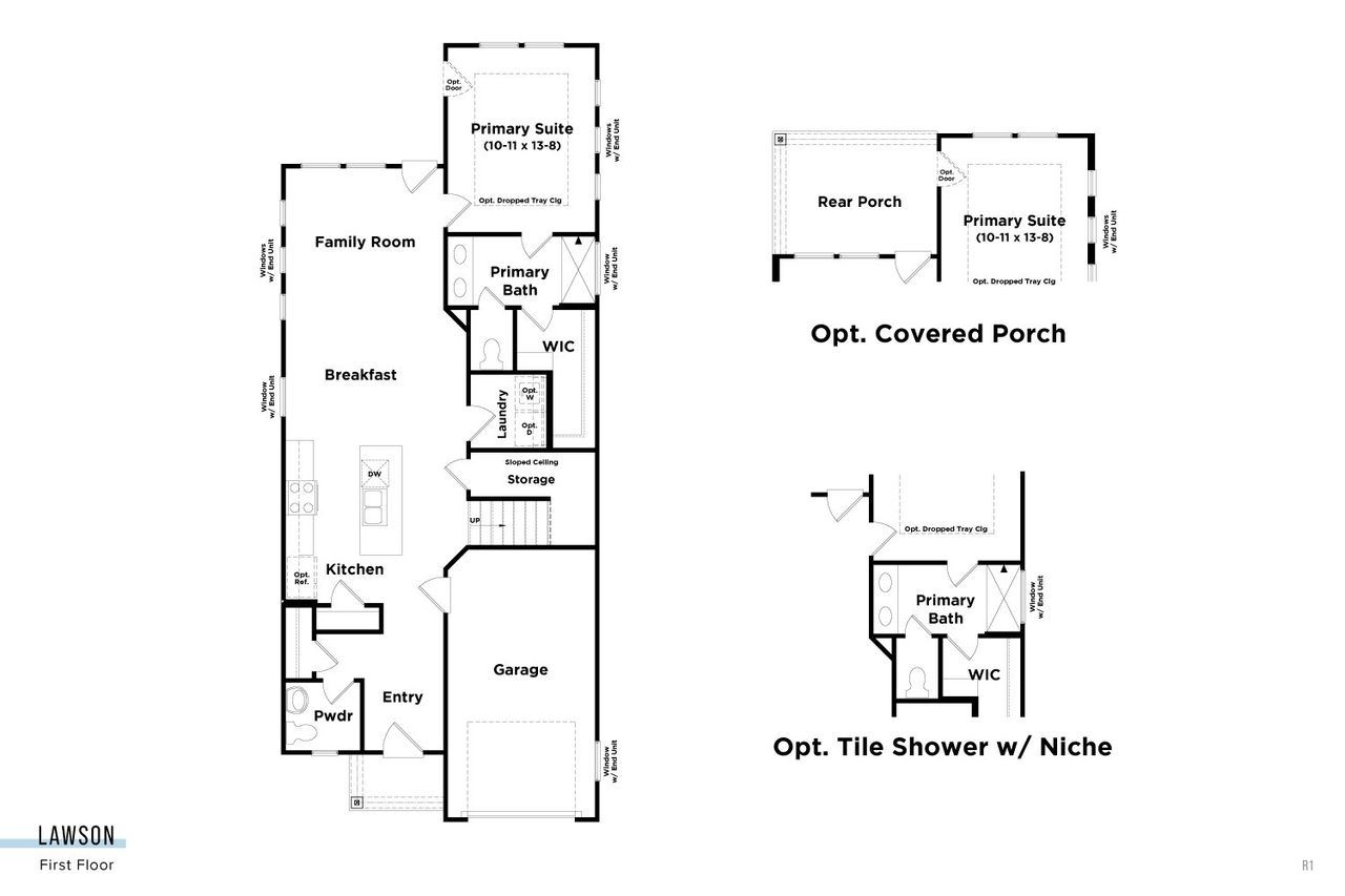 2D floor plan layout for the Lawson by DRB Homes in Pelham Crossing, Greenville, SC (Image 2).