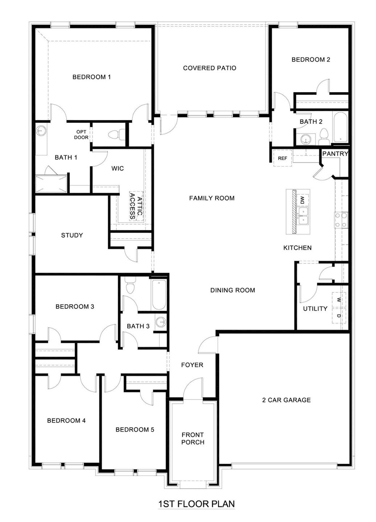 2D floor plan layout of this home in Saddlebrook, Waxahachie, TX (Image 2).