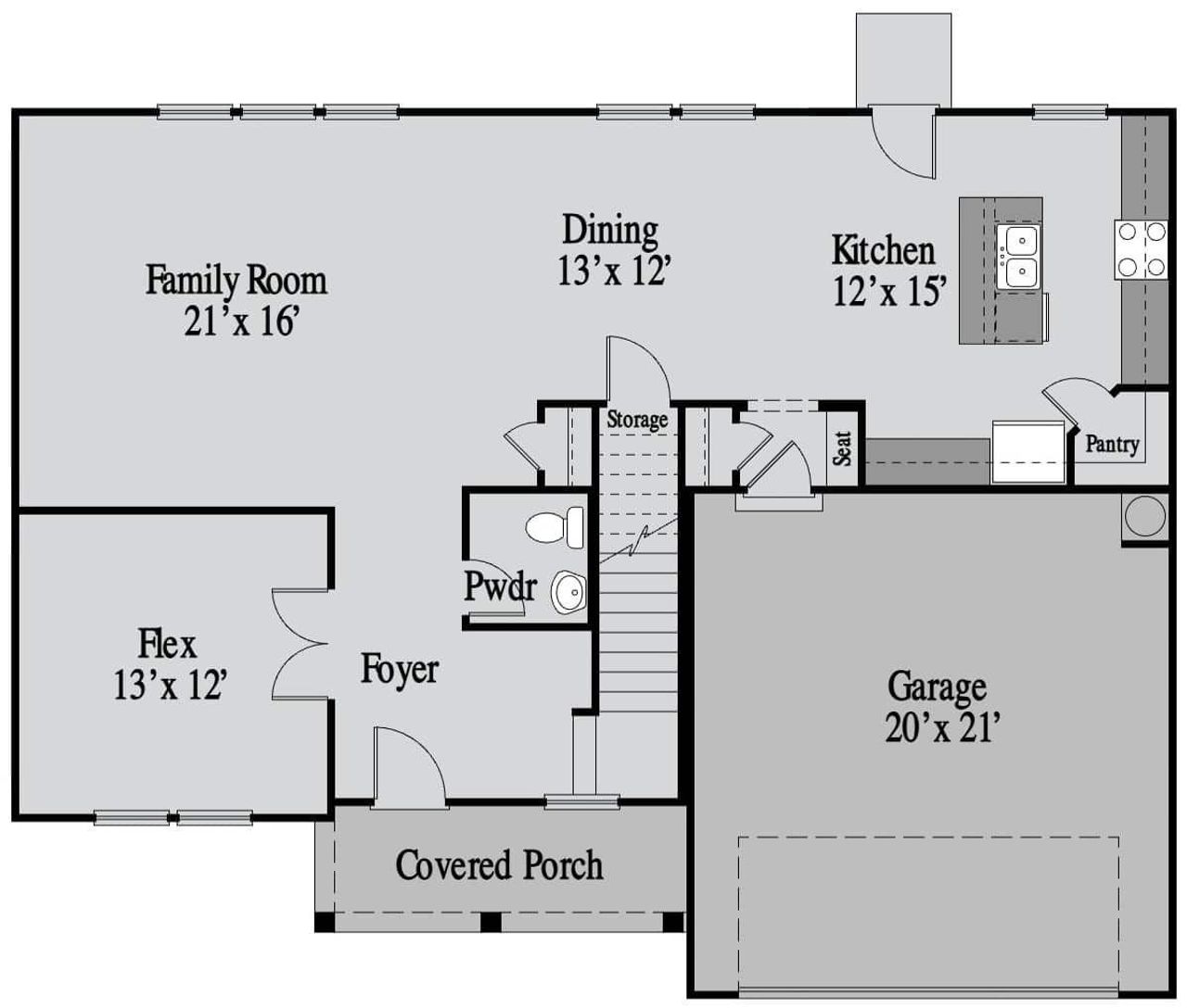 2D floor plan layout of this home in Maddox Landing, Hoschton, GA (Image 2).