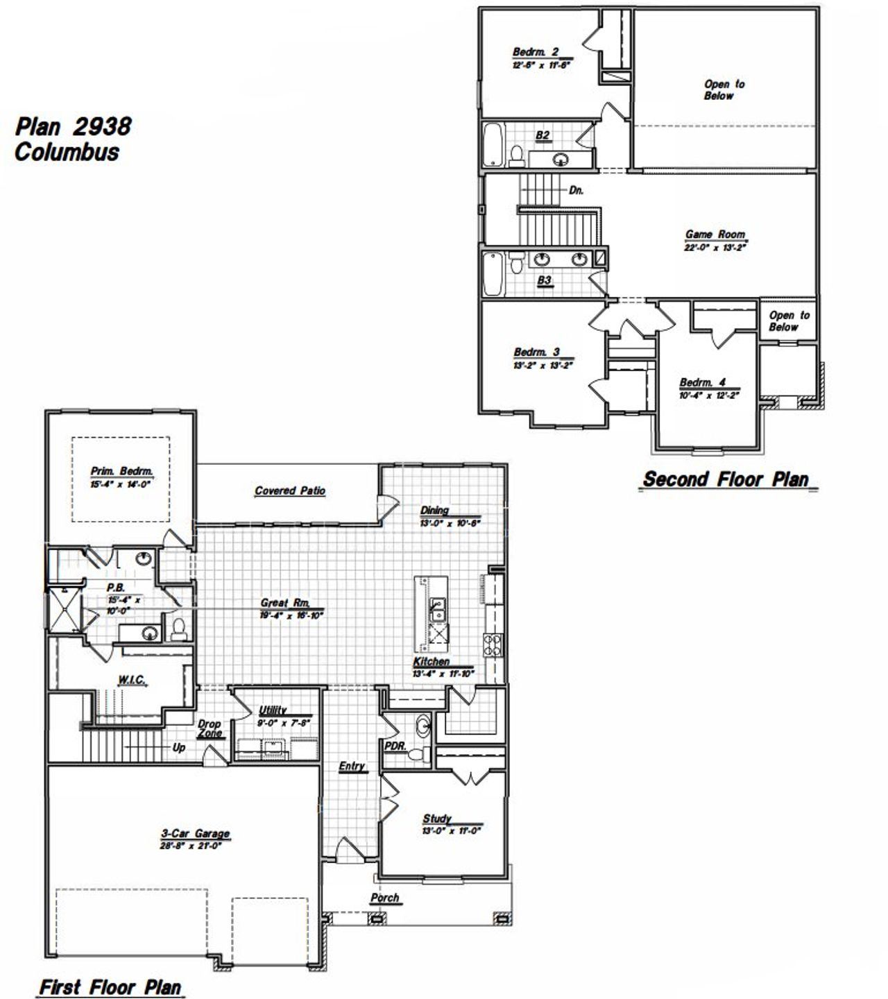 2D floor plan layout for the Columbus by Bellaire Homes in Annabelle Ranch, San Antonio, TX (Image 2). 2D floor plan layout for the Columbus by Bellaire Homes in Annabelle Ranch, San Antonio, TX (Image 2).