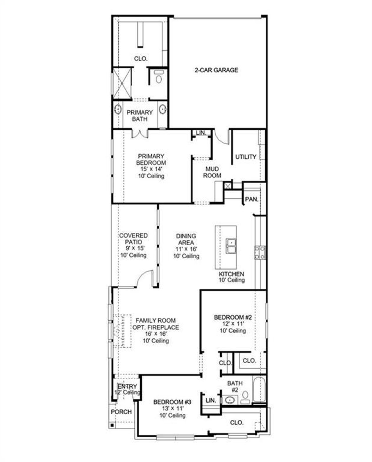 2D floor plan layout of this home in The Heights at Uptown Celina, Celina, TX (Image 2).
