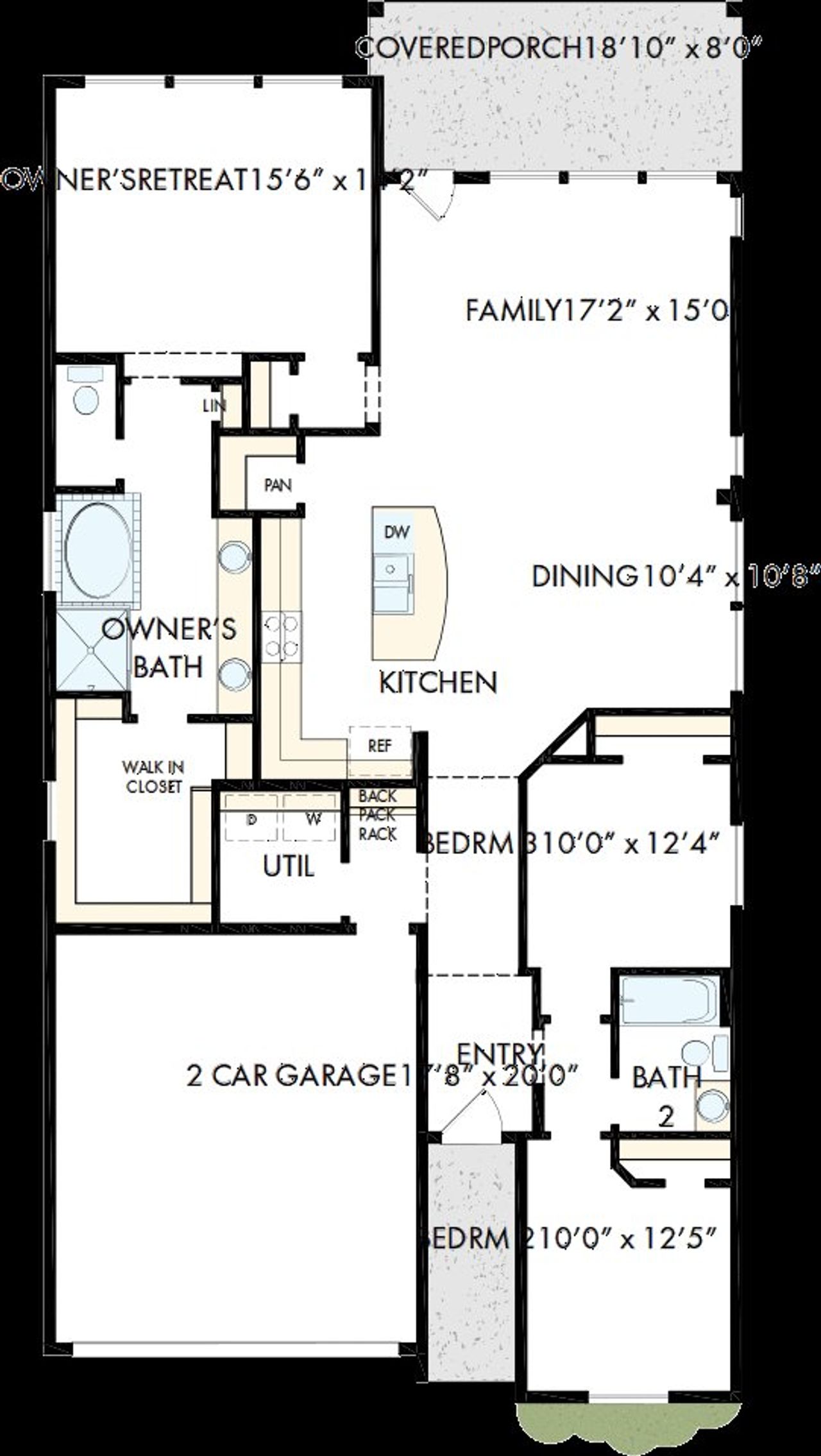 2D floor plan layout of this home in Pomona - Reserve Collection, Manvel, TX (Image 2).