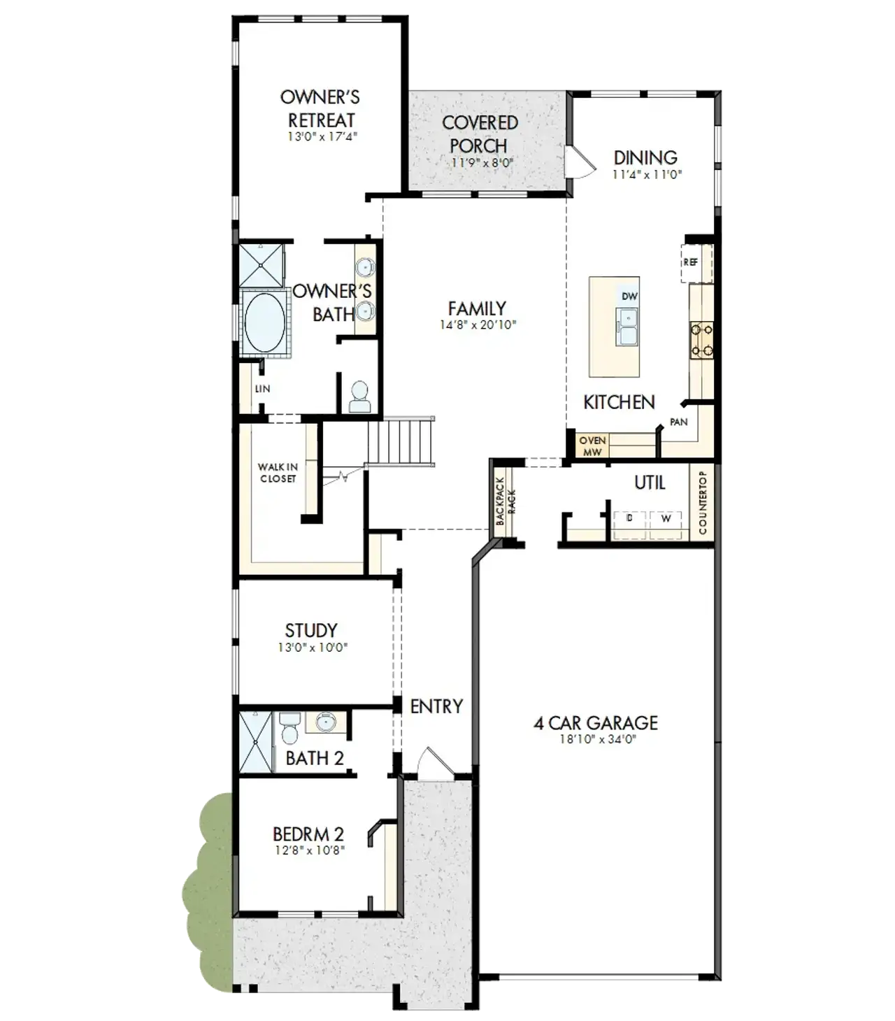 2D floor plan layout of this home in Pecan Square - Gardens, Northlake, TX (Image 2).