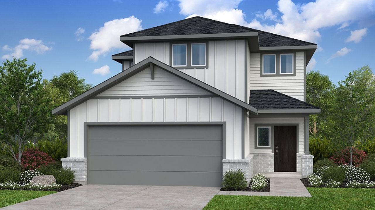 Representative exterior photo of a completed home built from the Paisley by Taylor Morrison in Hockley Meadows 40s, Hockley, TX (Image 2).