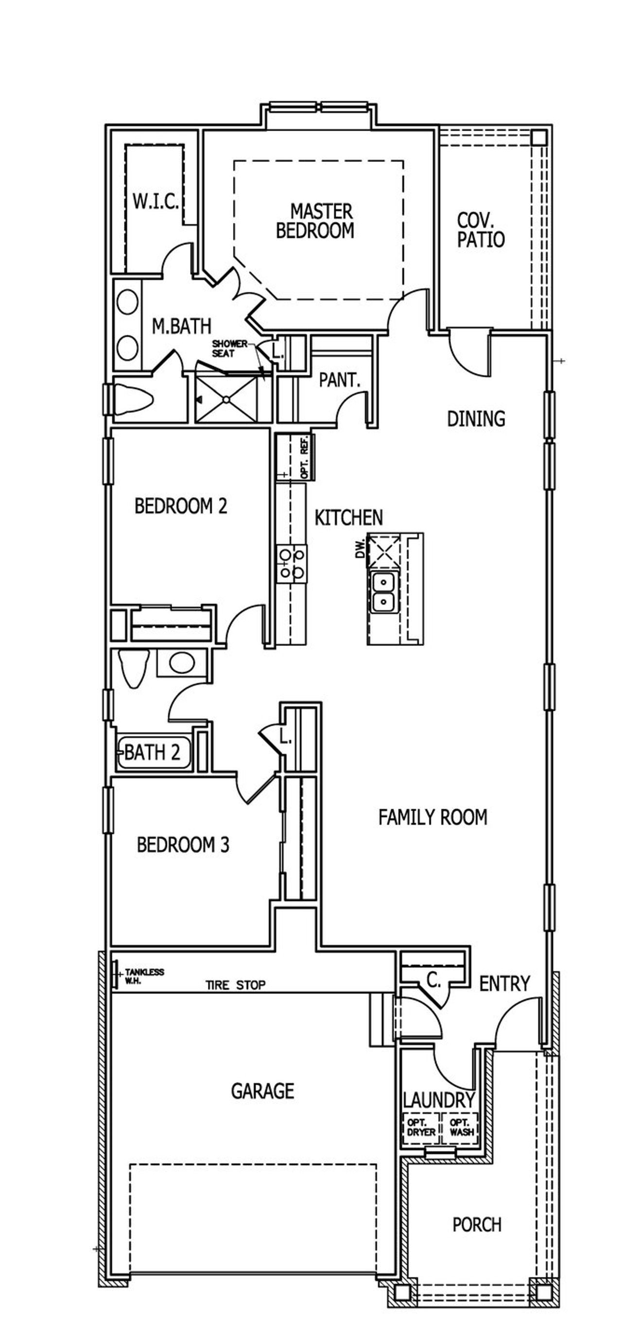 2D floor plan layout of this home in Mayfair, New Braunfels, TX (Image 2).