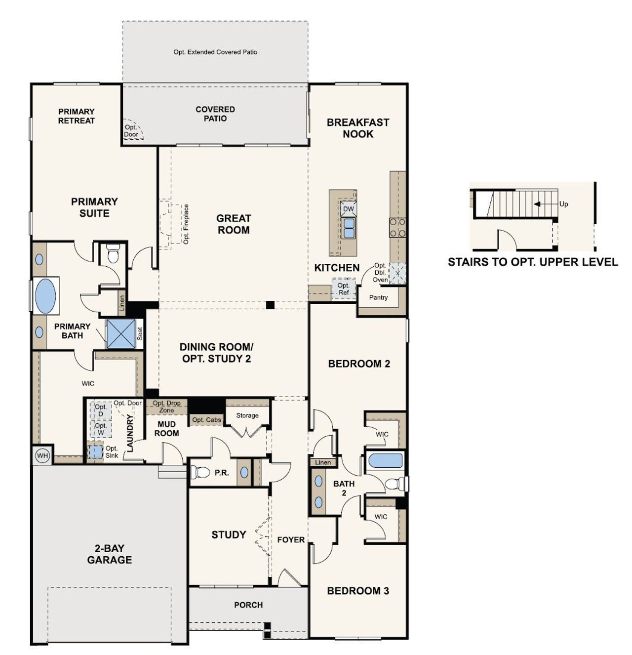 2D floor plan layout for the Rosewood by Century Communities in Tributary - The Bluffs Collection at Tributary, Dallas, GA (Image 2). 2D floor plan layout for the Rosewood by Century Communities in Tributary - The Bluffs Collection at Tributary, Dallas, GA (Image 2).