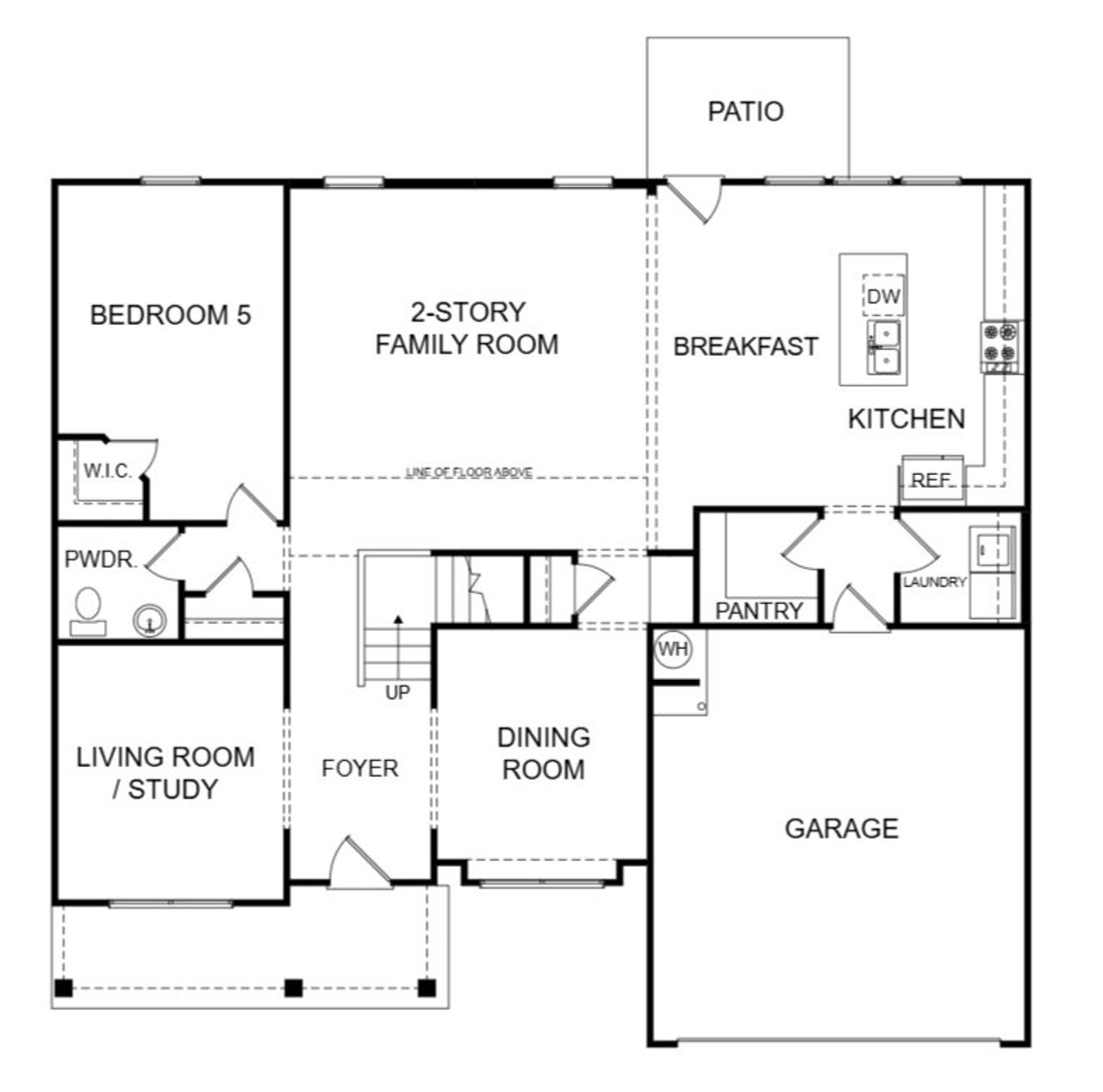 2D floor plan layout for the Woodbridge by Piedmont Residential in The Reserve at Willow Oaks, Canton, GA (Image 2).