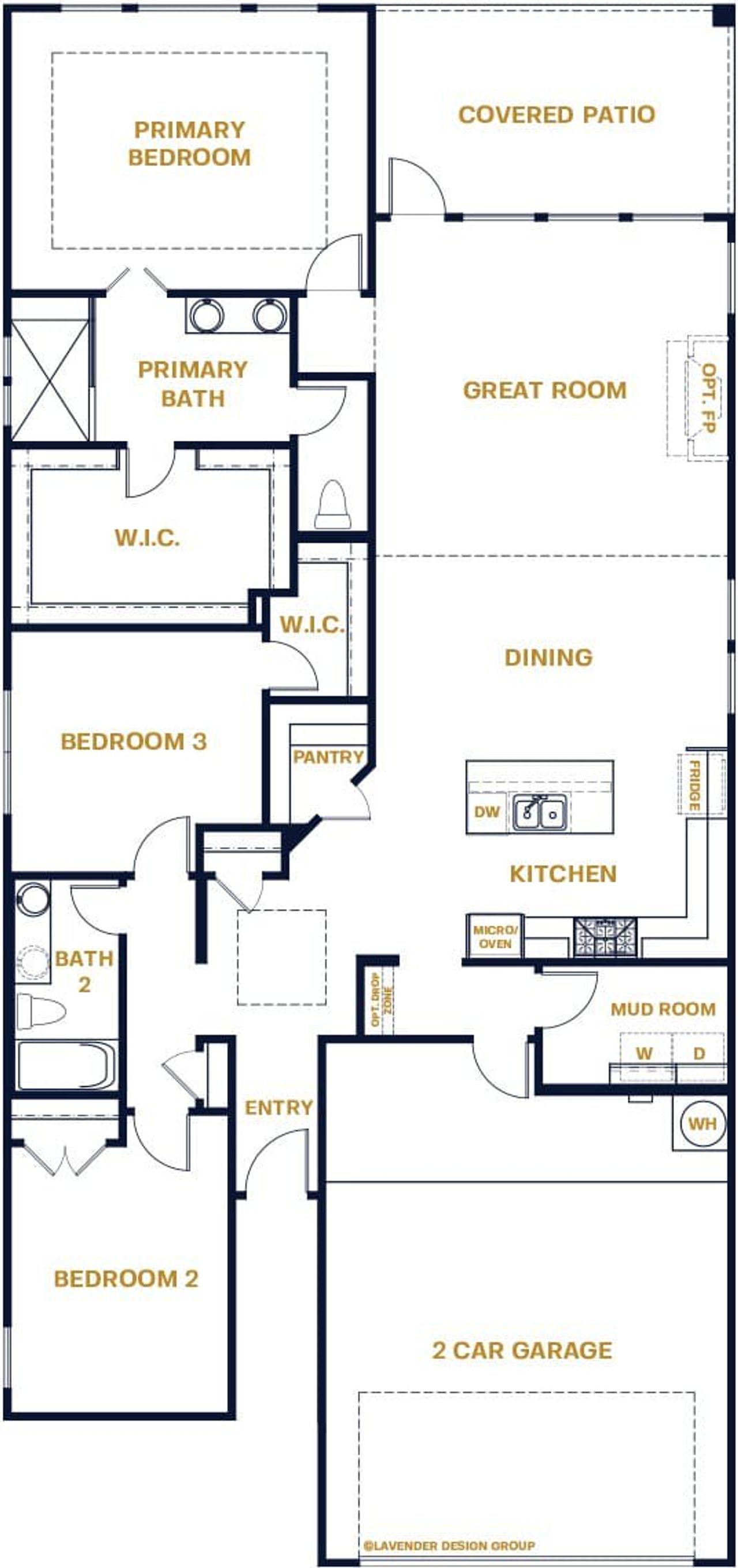 2D floor plan layout for the Castlehill by Sitterle Homes in The Colony- Pine Cove, Bastrop, TX (Image 2). 2D floor plan layout for the Castlehill by Sitterle Homes in The Colony- Pine Cove, Bastrop, TX (Image 2).