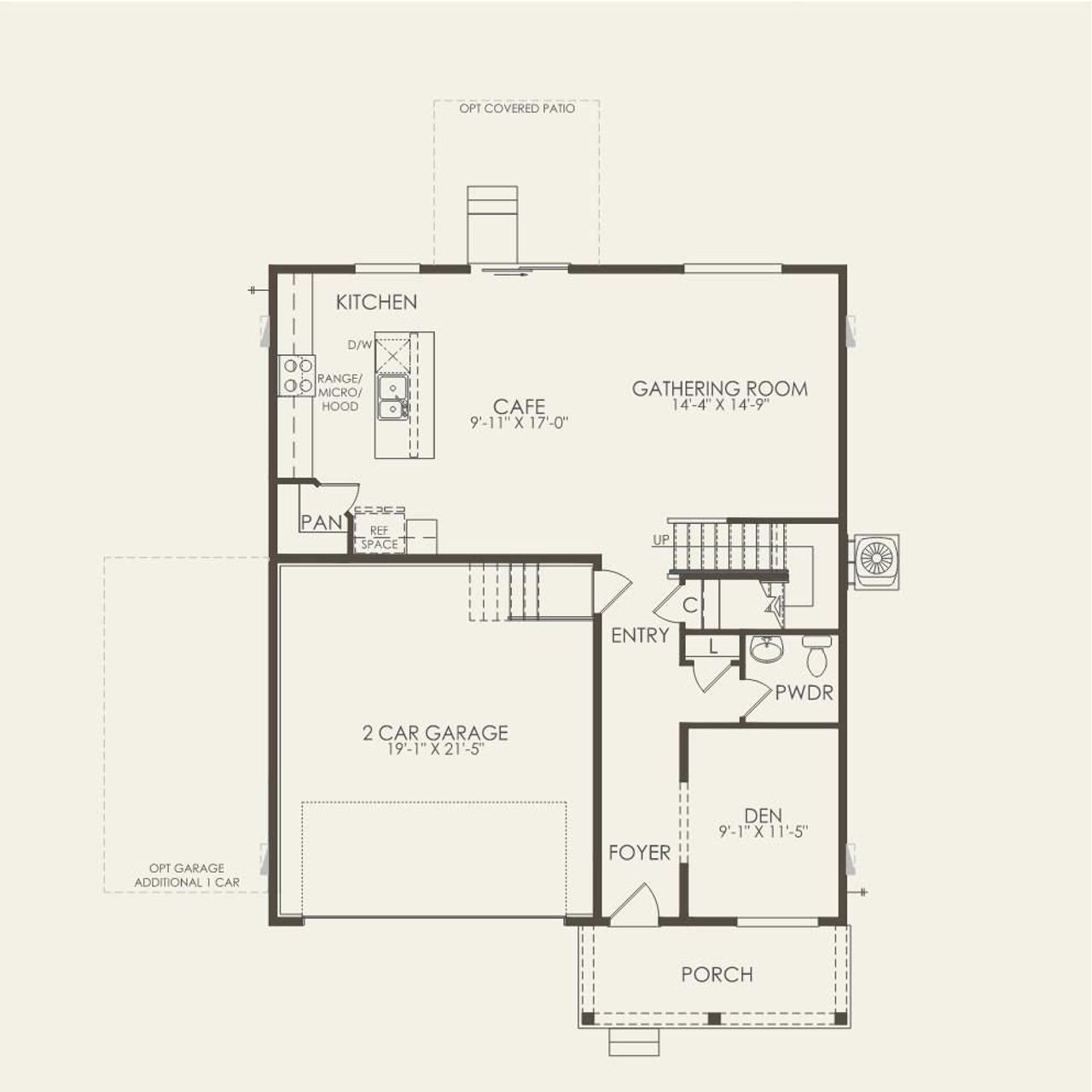 2D floor plan layout for the Sandalwood by Pulte Homes in Murata Farms, Fort Lupton, CO (Image 2).