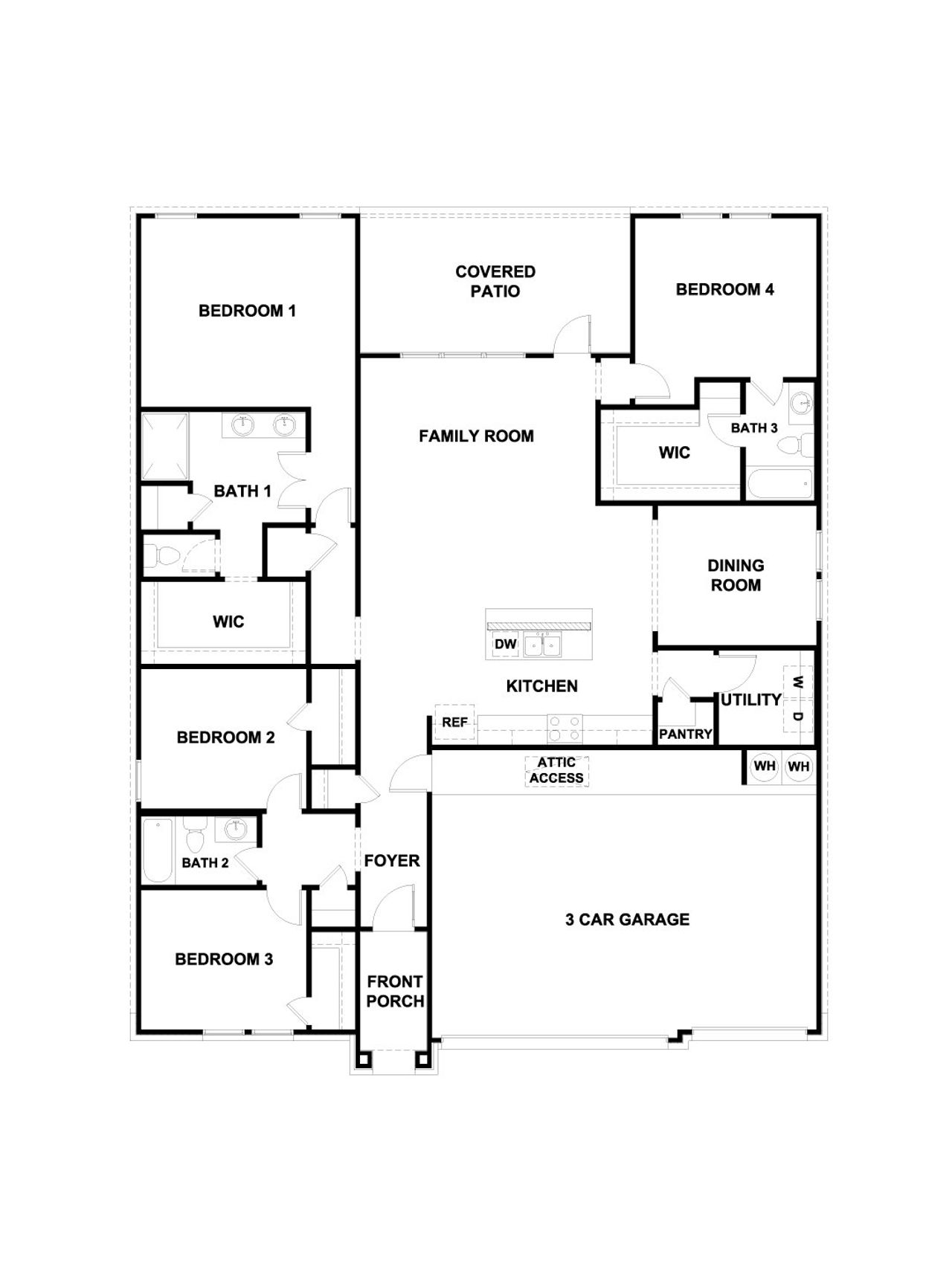 2D floor plan layout of this home in Monarch Ranch, Manor, TX (Image 2).