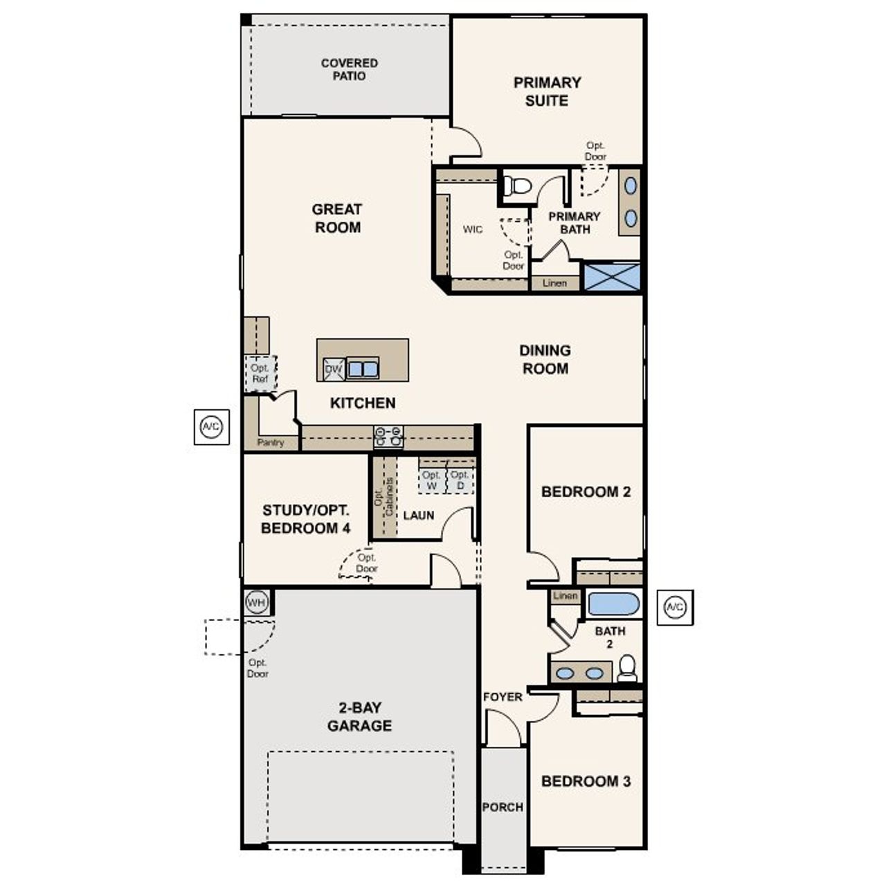 2D floor plan layout for the Heron (Plan 25) by Century Communities in Sage Grove at Magma Ranch, Florence, AZ (Image 2).