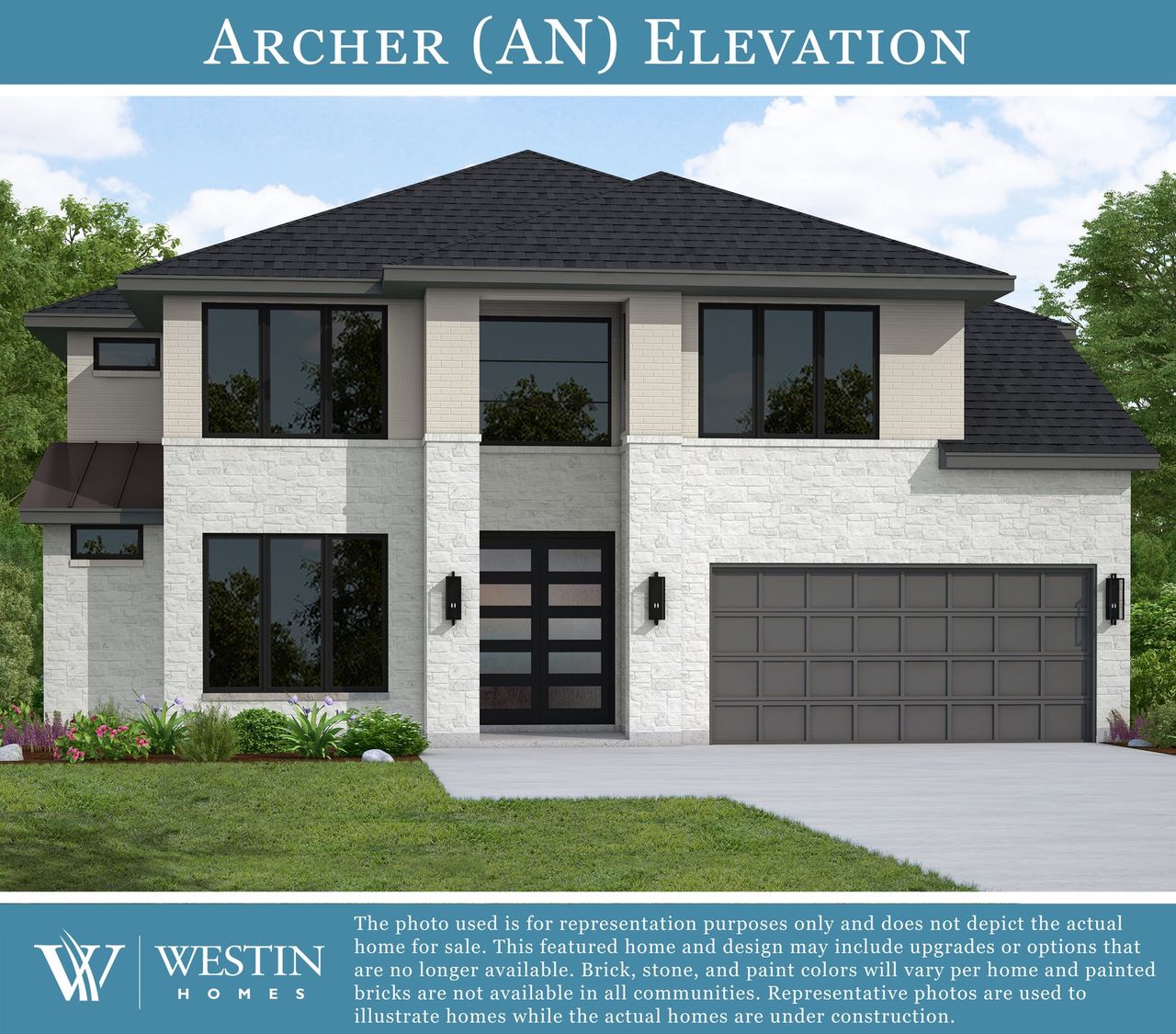 Representative exterior photo of a completed home built from the The Archer by Westin Homes in Sunterra, Katy, TX (Image 2).