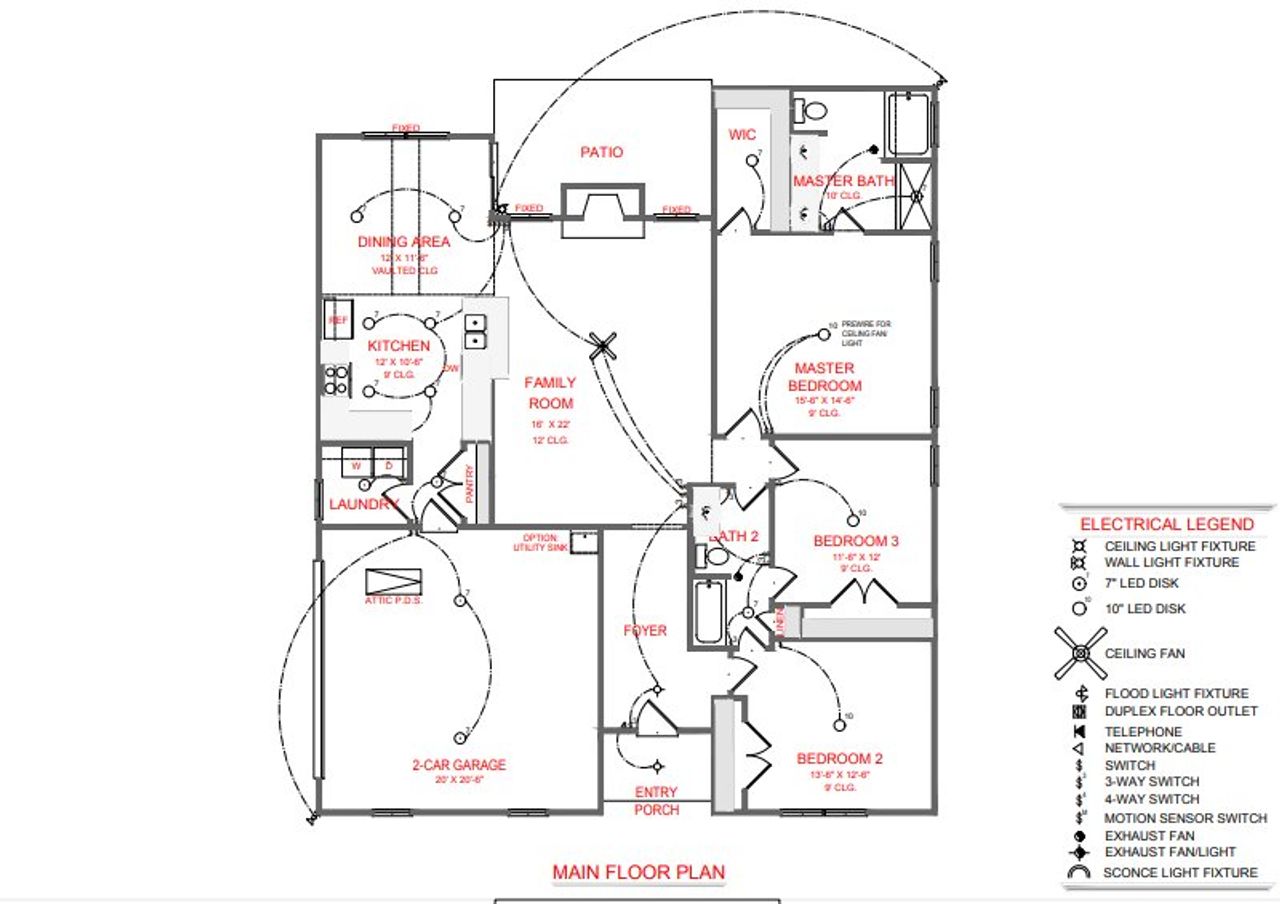 2D floor plan layout for the Madison A by Freedom Home Builders in Piney Woods, Newnan, GA (Image 2).