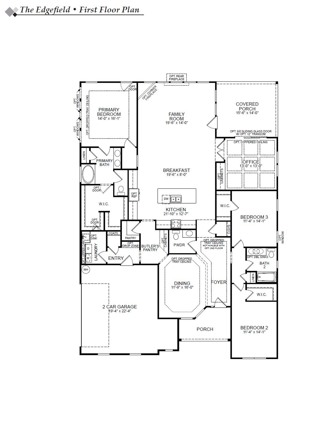 2D floor plan layout of this home in The Village at Horse Creek, Graniteville, SC (Image 2).