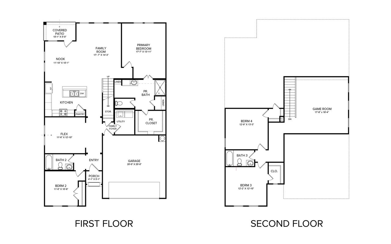 2D floor plan layout of this home in Katy Lakes, Katy, TX (Image 2).