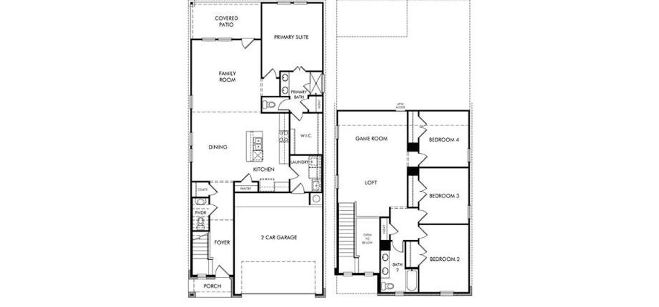 2D floor plan layout of this home in Pfennig Place, Pflugerville, TX (Image 2).