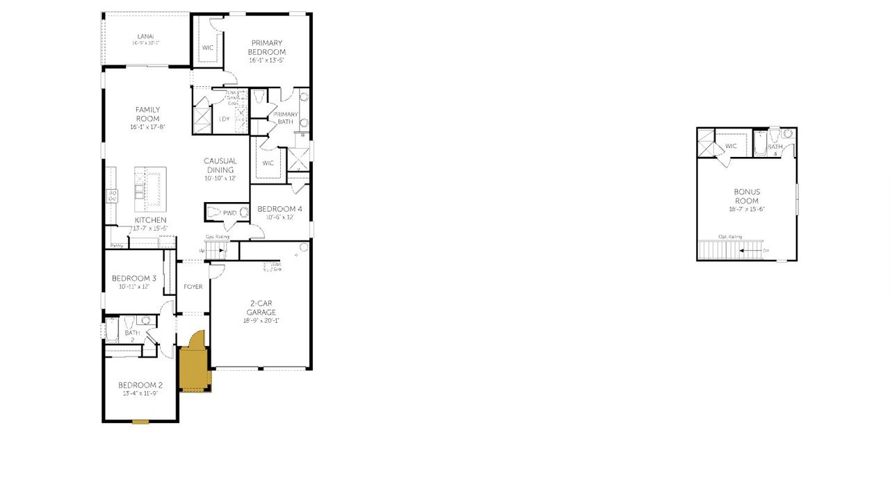 2D floor plan layout of this home in Avalon Woods, Winter Garden, FL (Image 2).
