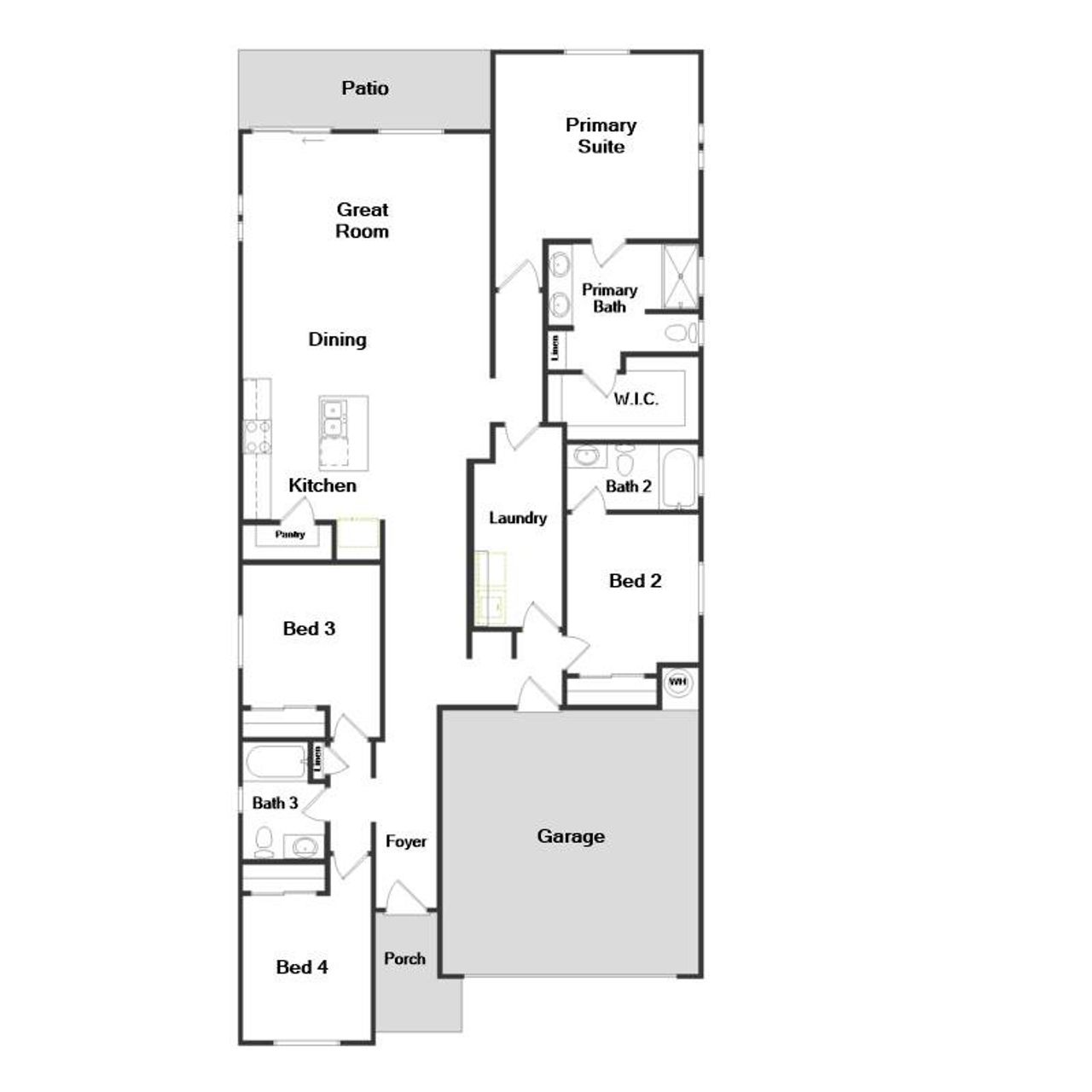 2D floor plan layout for the Oleander by Oakwood Homes Co in Cross Creek Ranch, Coolidge, AZ (Image 2). 2D floor plan layout for the Oleander by Oakwood Homes Co in Cross Creek Ranch, Coolidge, AZ (Image 2).