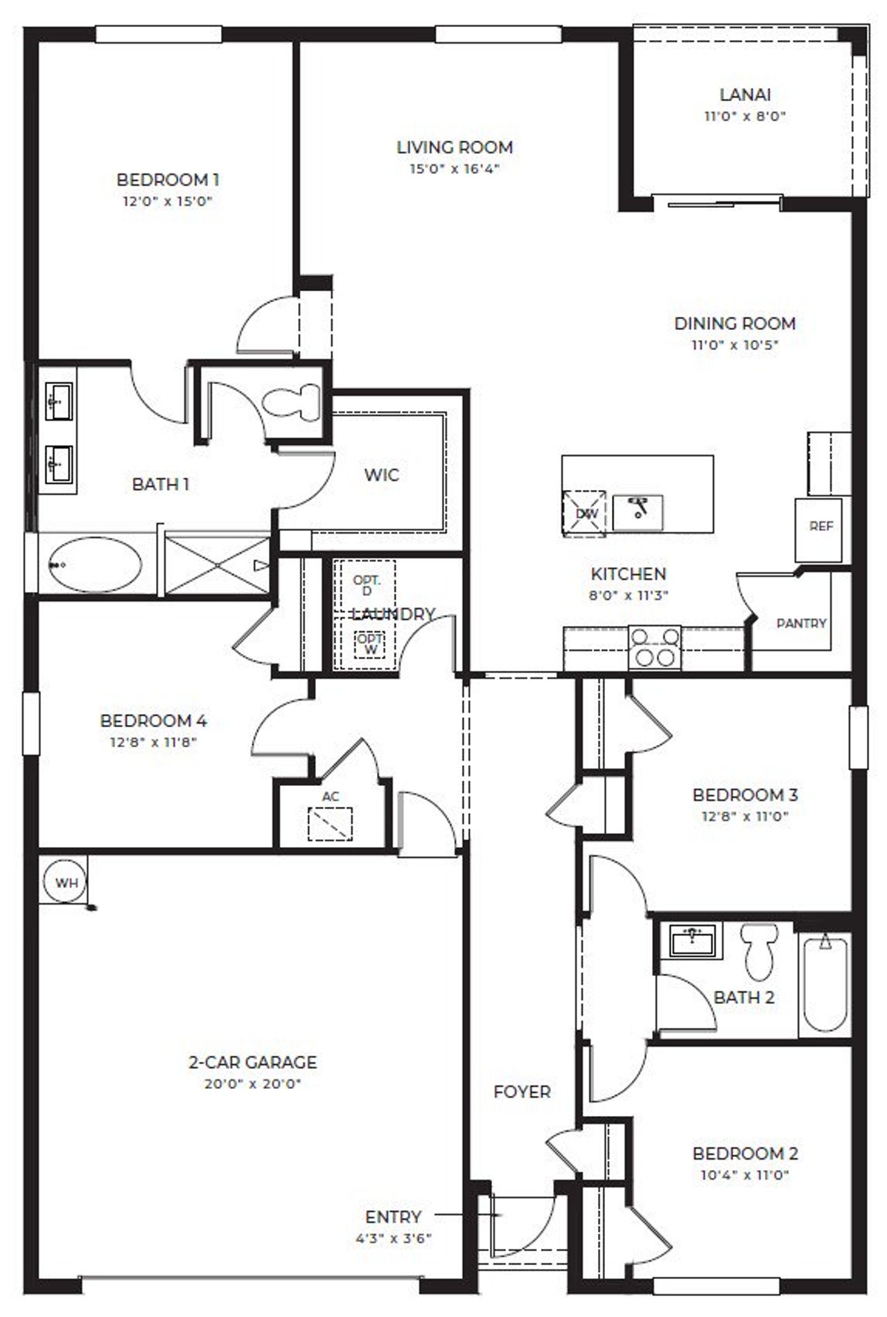 2D floor plan layout of this home in Twin Oaks, Stuart, FL (Image 2).