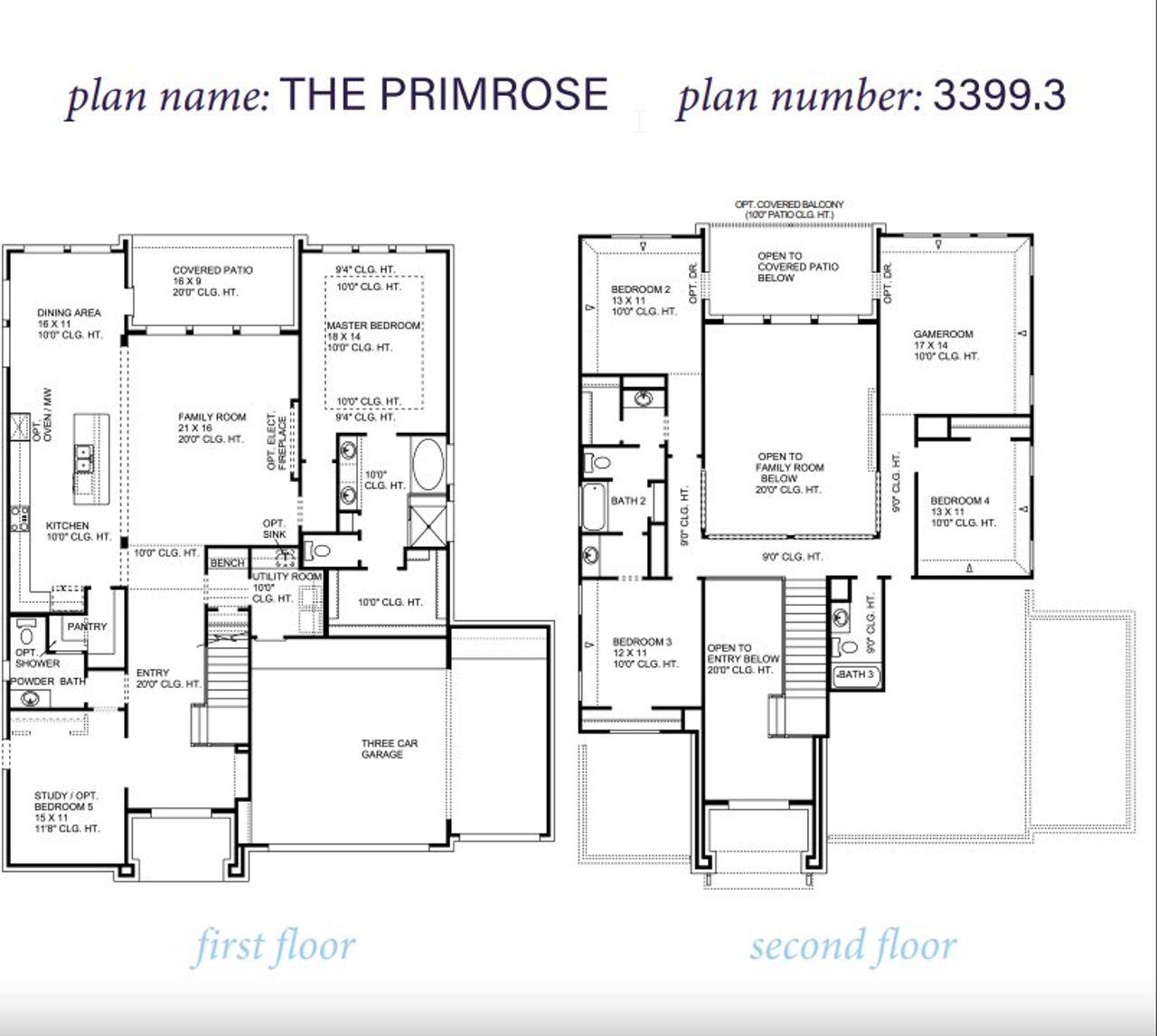 2D floor plan layout for the Primrose 3399.3 by J. Patrick Homes in Jordan Ranch 55' Lots, Fulshear, TX (Image 2). 2D floor plan layout for the Primrose 3399.3 by J. Patrick Homes in Jordan Ranch 55' Lots, Fulshear, TX (Image 2).