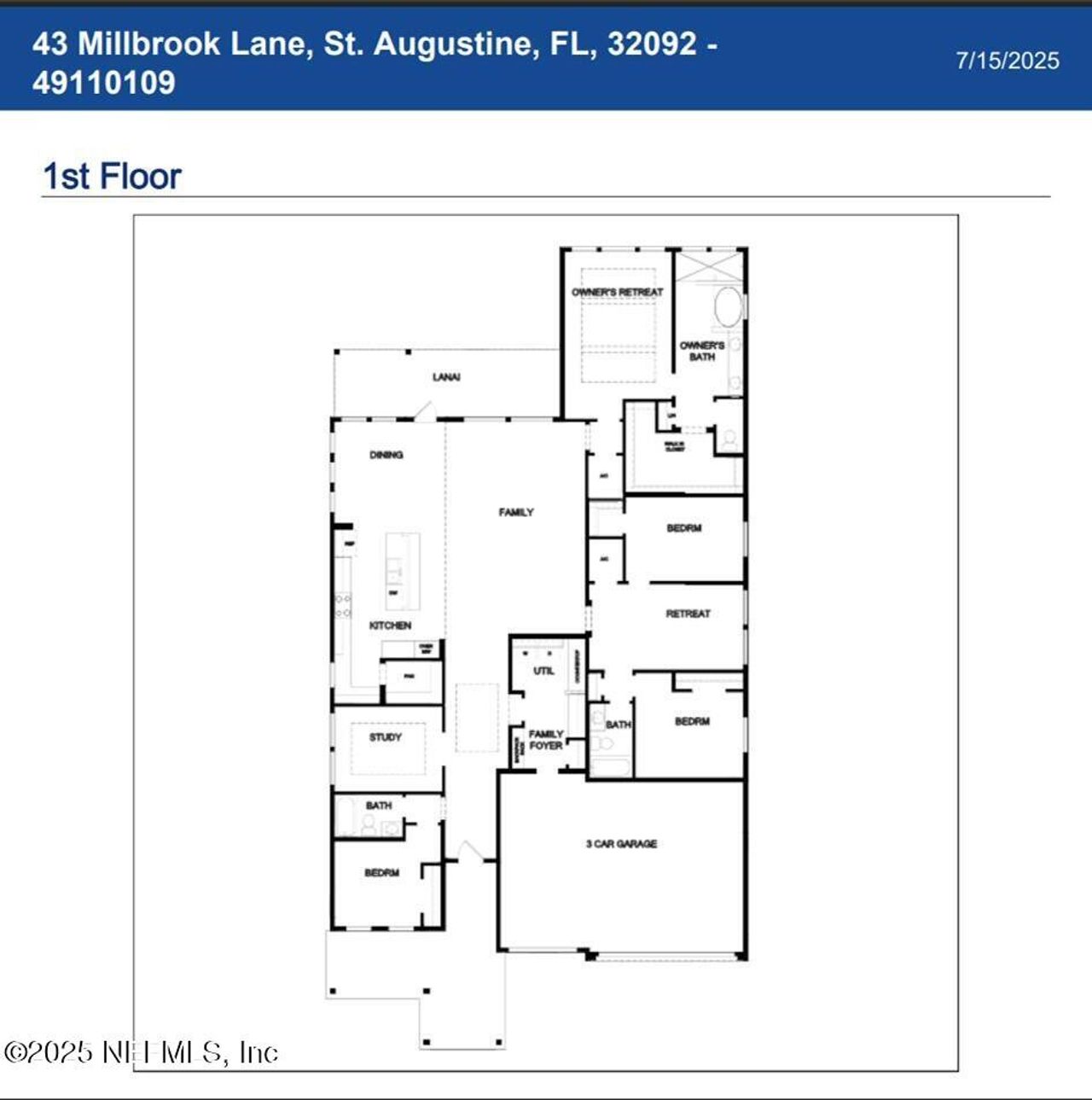 2D floor plan layout of this home in Oak Grove at SilverLeaf 60’, St. Augustine, FL (Image 2). 2D floor plan layout of this home in Oak Grove at SilverLeaf 60’, St. Augustine, FL (Image 2).