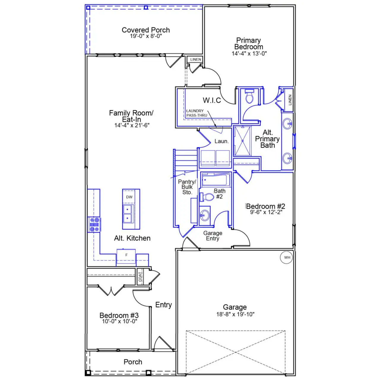 2D floor plan layout of this home in Fieldstone, Lexington, NC (Image 2).