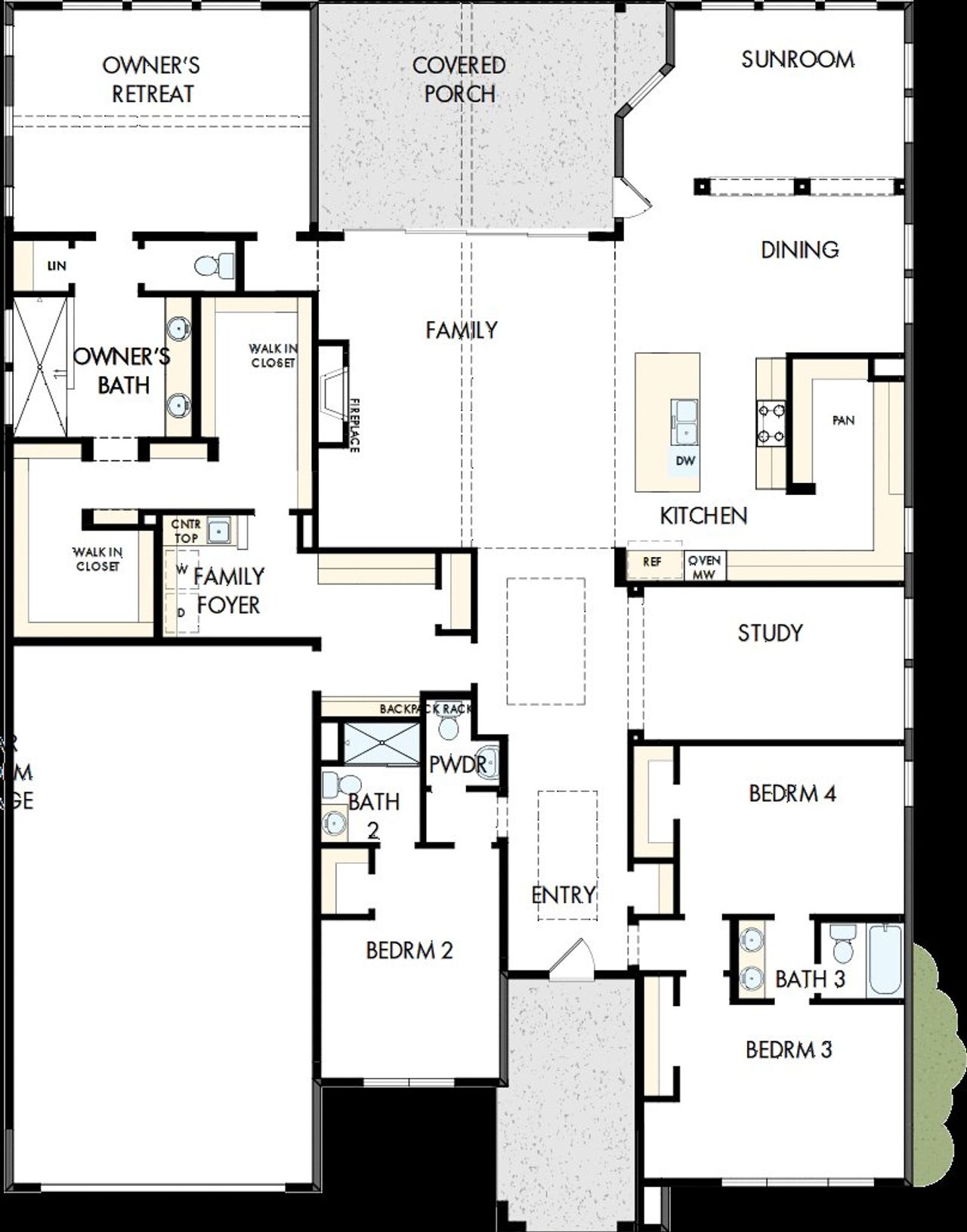 2D floor plan layout of this home in The Woodlands Hills 70’, Willis, TX (Image 2).