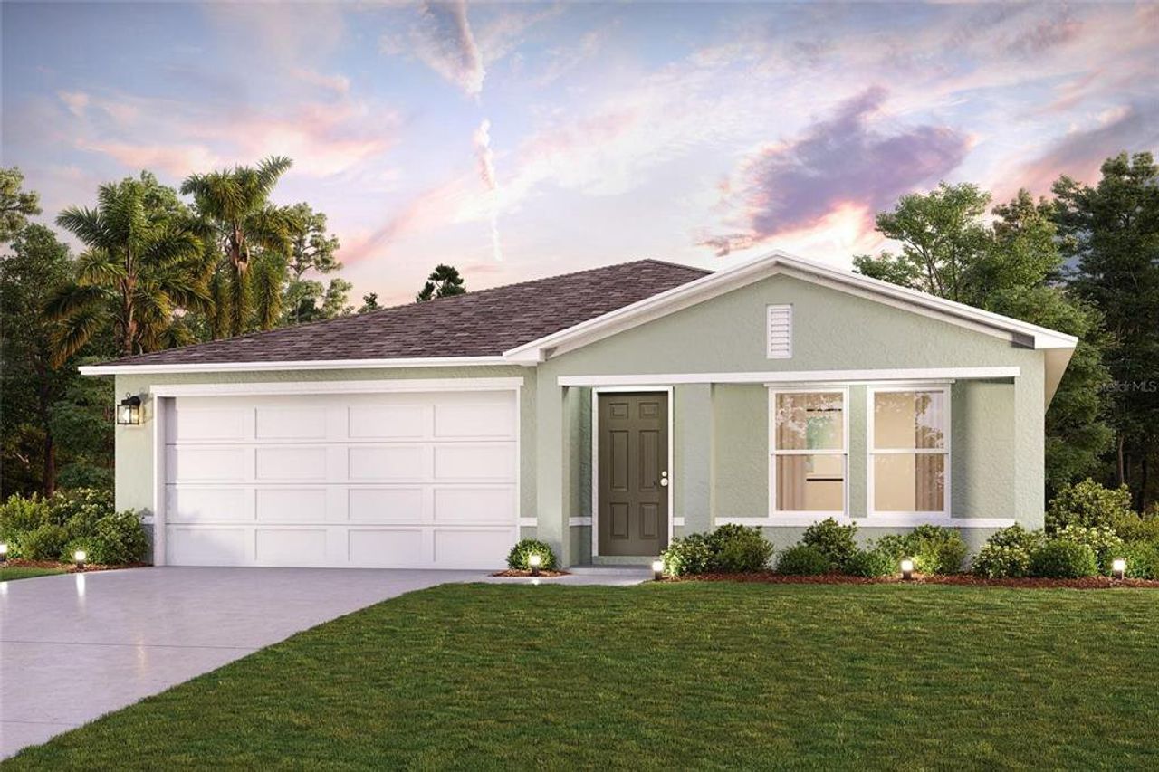 Front exterior of a new home in Palm Bay Classic, Palm Bay, FL, highlighting curb appeal (Image 2).