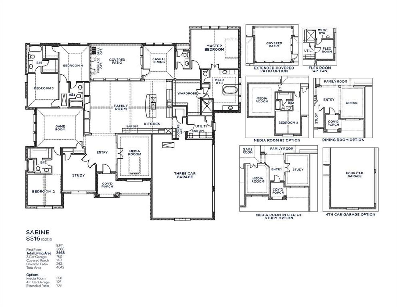 2D floor plan layout of this home in King's Crossing - Phase 3, Parker, TX (Image 2).