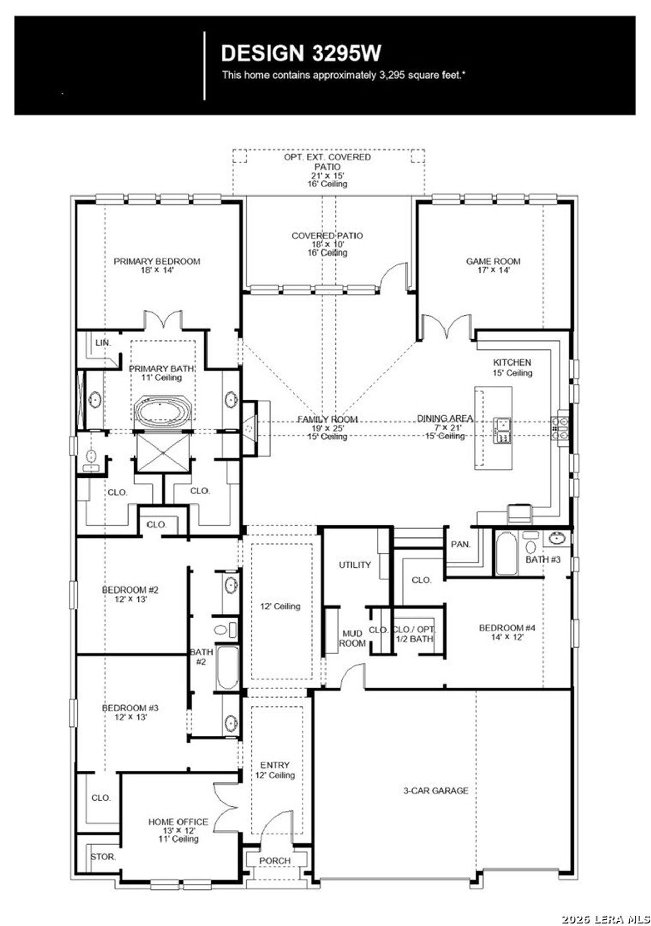 2D floor plan layout of this home in Kinder Ranch, San Antonio, TX (Image 2).