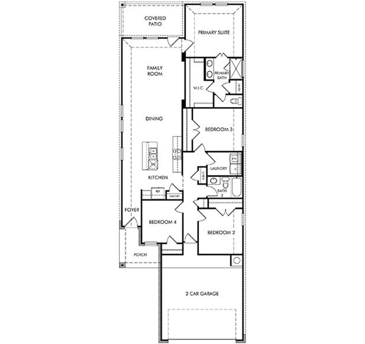 2D floor plan layout for the The Carlsbad (345) by Meritage Homes in Landing Meadows - Traditional Series, New Caney, TX (Image 2).