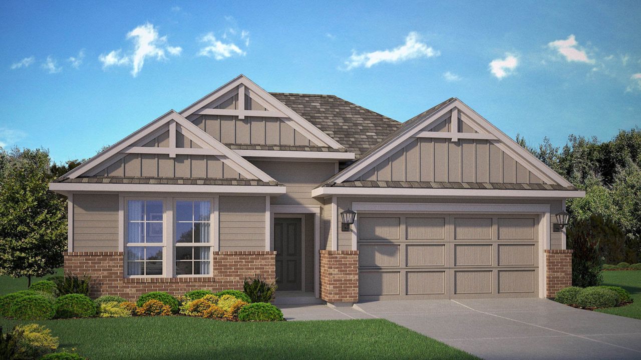 Representative exterior photo of a completed home built from the Fir by D.R. Horton in Treeline, Justin, TX (Image 2).