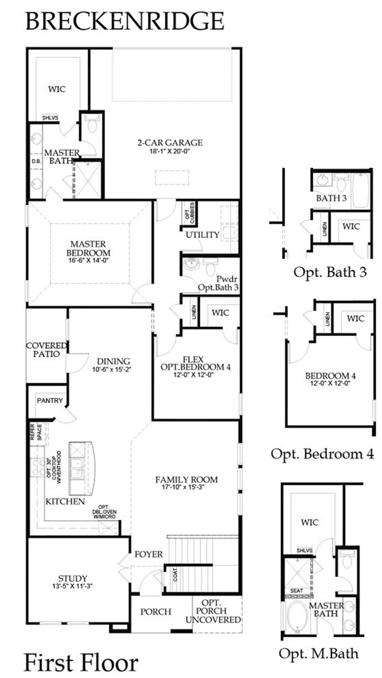 2D floor plan layout for the Breckenridge by Windsor Homes in Walton Ridge, Corinth, TX (Image 2).