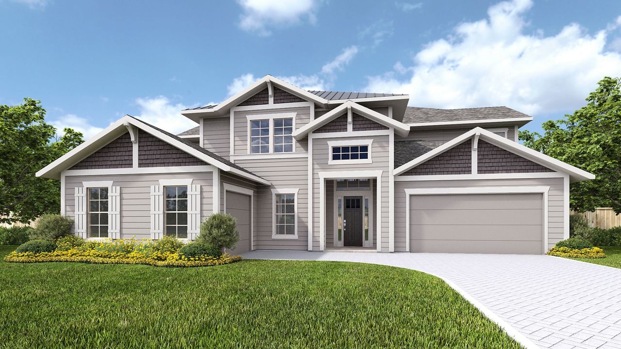 Representative exterior photo of a completed home built from the 4785MC by MasterCraft Builder Group in SilverLeaf, St. Augustine, FL (Image 2).
