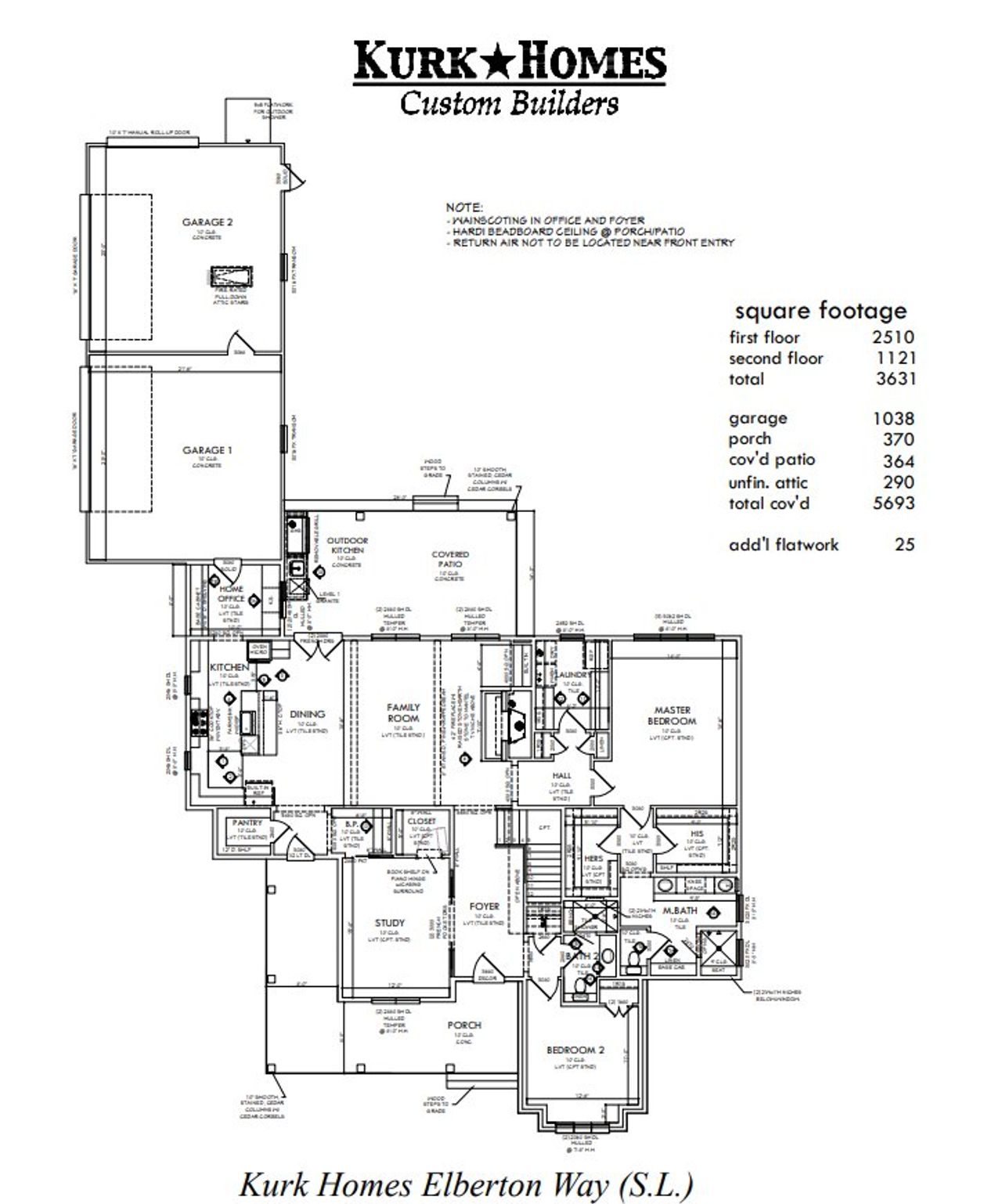 2D floor plan layout for the The Elberton Way by Kurk Homes in Vintage Oaks, Montgomery, TX (Image 2).