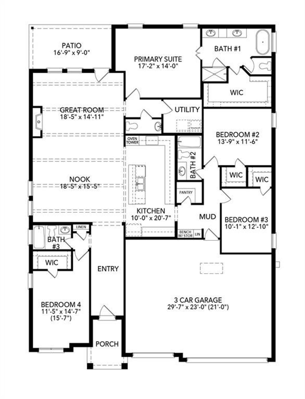 2D floor plan layout of this home in Timberbrook, Justin, TX (Image 2). 2D floor plan layout of this home in Timberbrook, Justin, TX (Image 2).