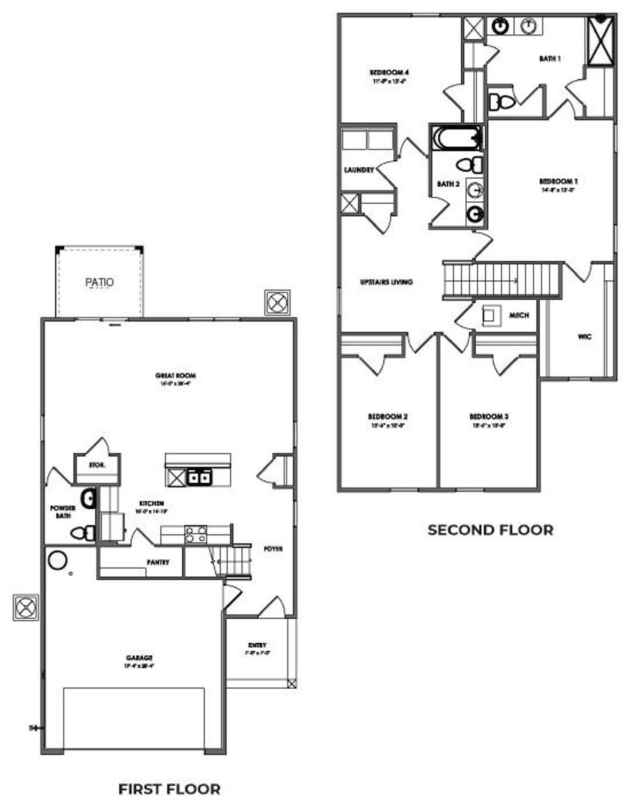 2D floor plan layout of this home in Avalon Woods, Newberry, FL (Image 2).