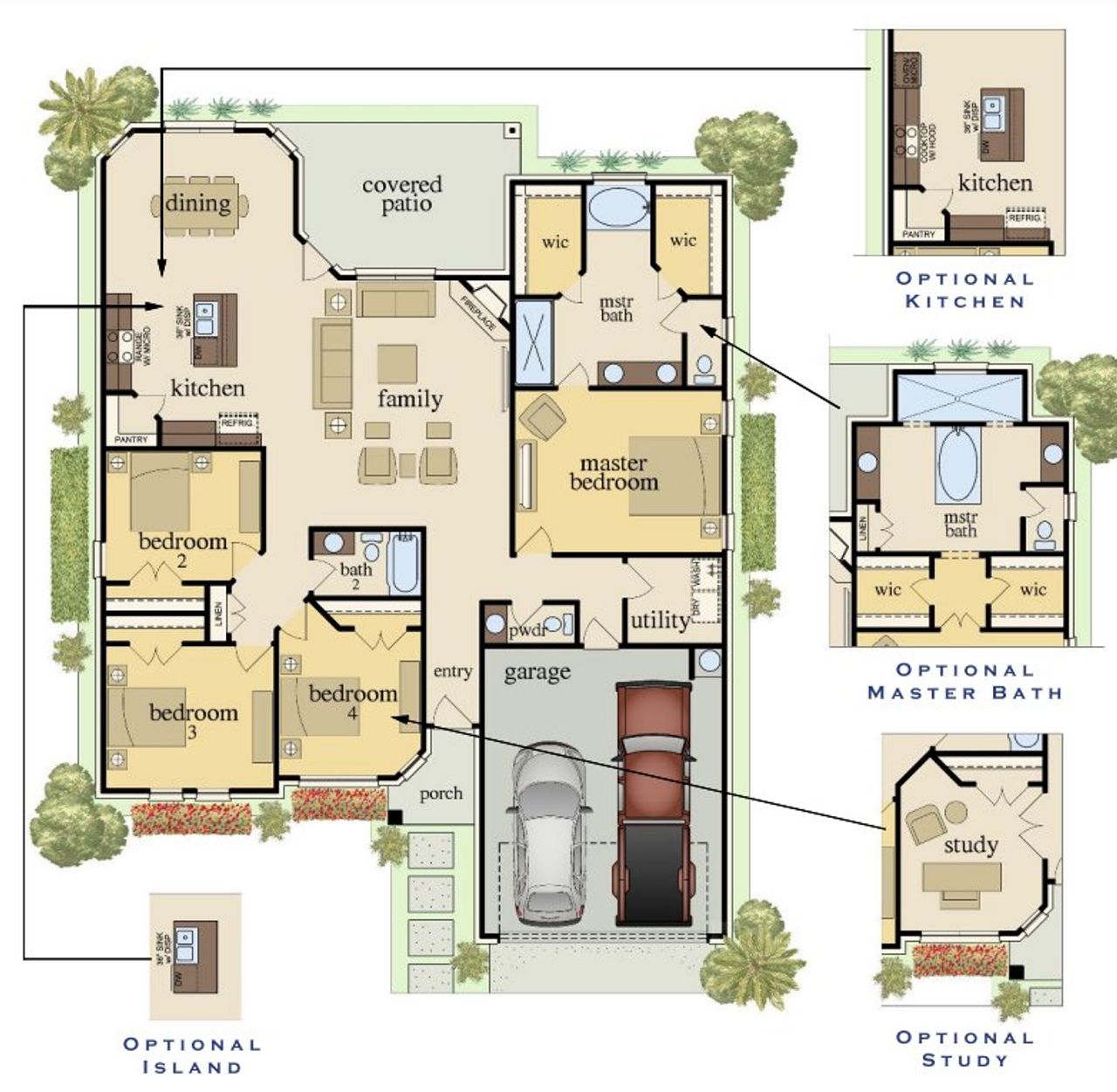 2D floor plan layout for the Nugget by Carothers Executive Homes in Eagle Heights, Salado, TX (Image 2).