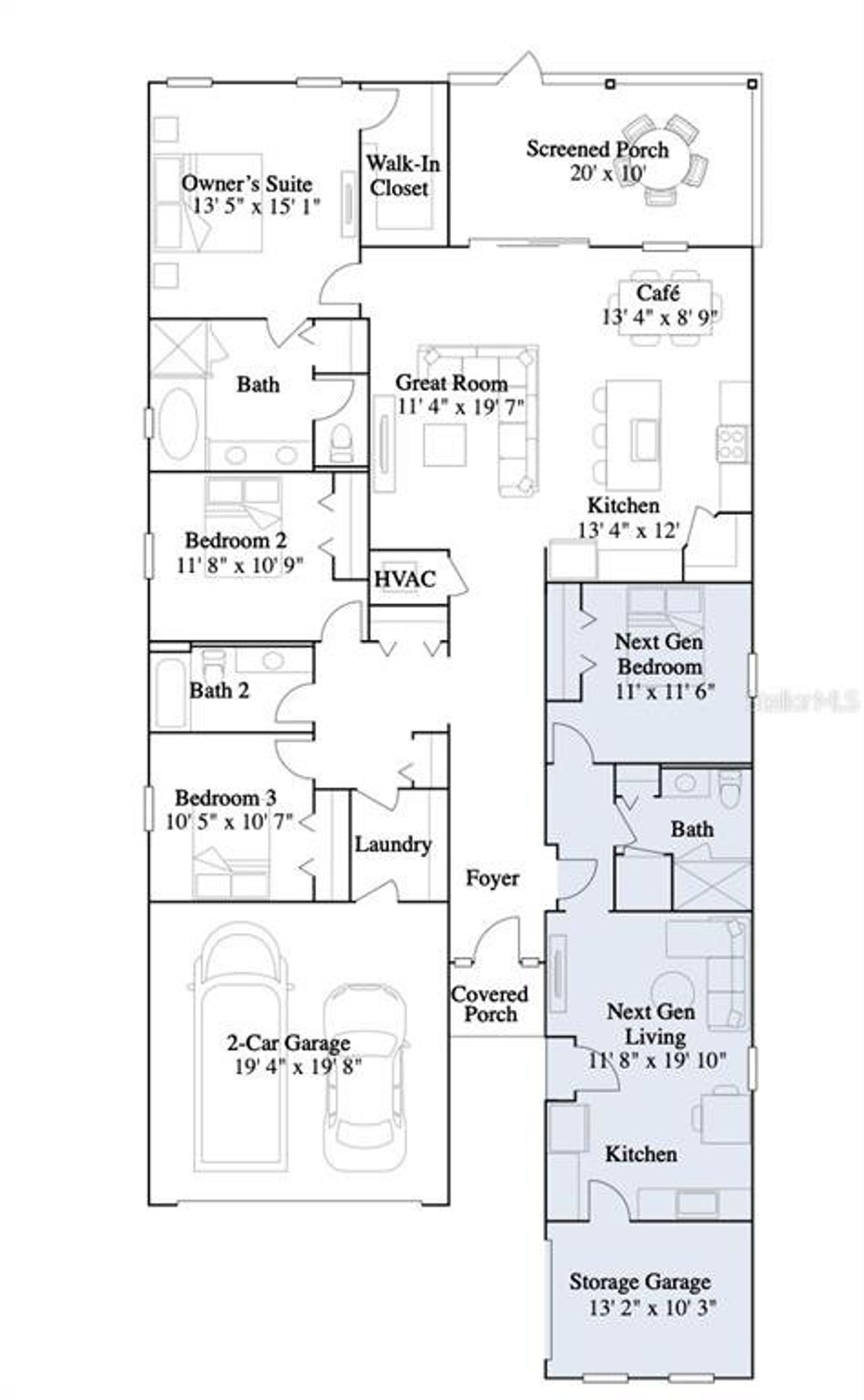2D floor plan layout of this home in Trailhead Landing, Alachua, FL (Image 2).