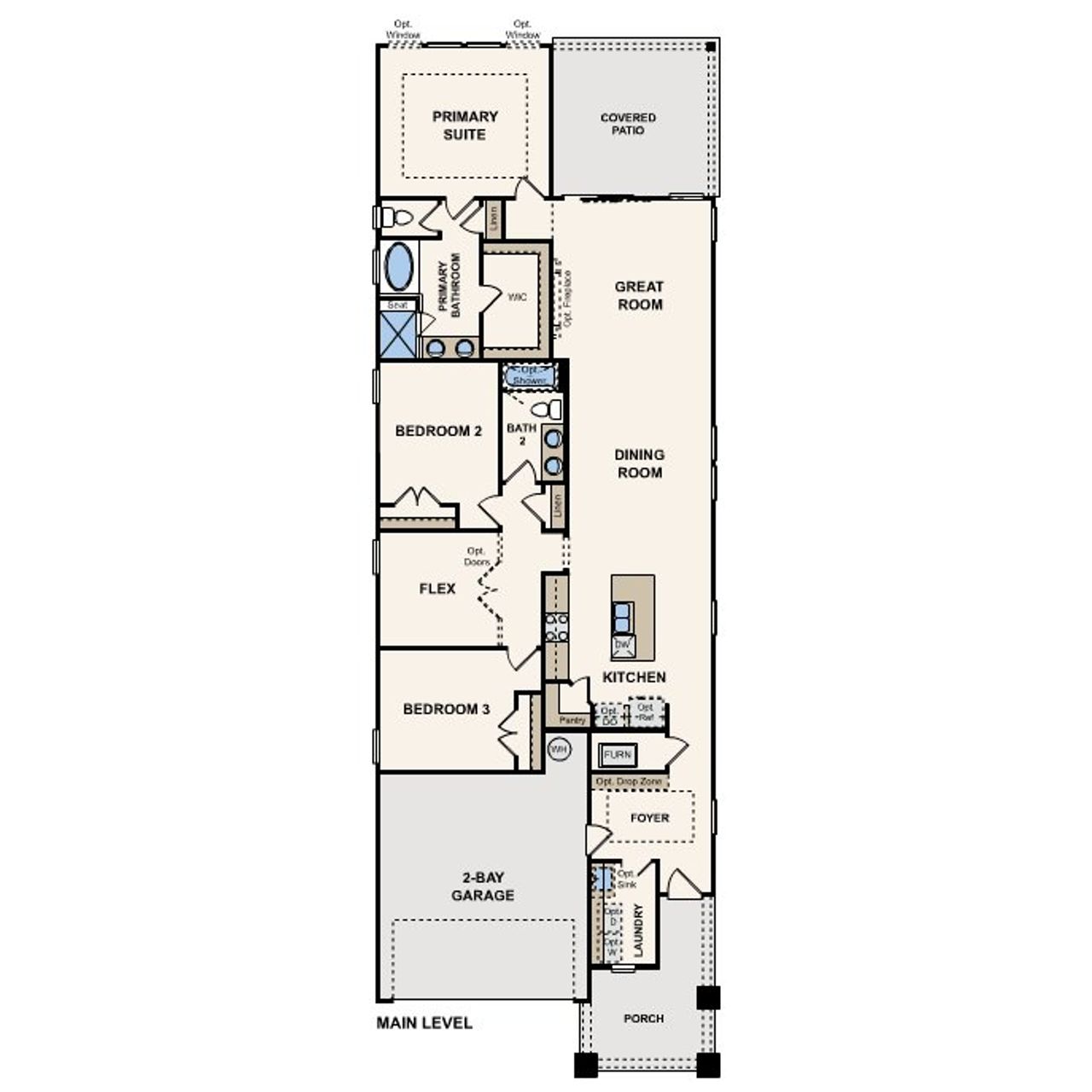2D floor plan layout of this home in Palm Series at Seminole Palms, Palm Coast, FL (Image 2).