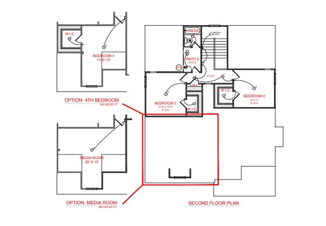 2D floor plan layout for the Harrisburg A 3 Bed by Freedom Home Builders in Piney Woods, Newnan, GA (Image 2).