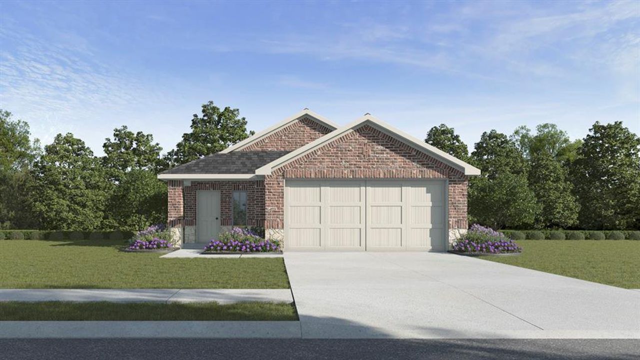 Front exterior of a new home in Wildcat Ranch, Crandall, TX, highlighting curb appeal (Image 2).