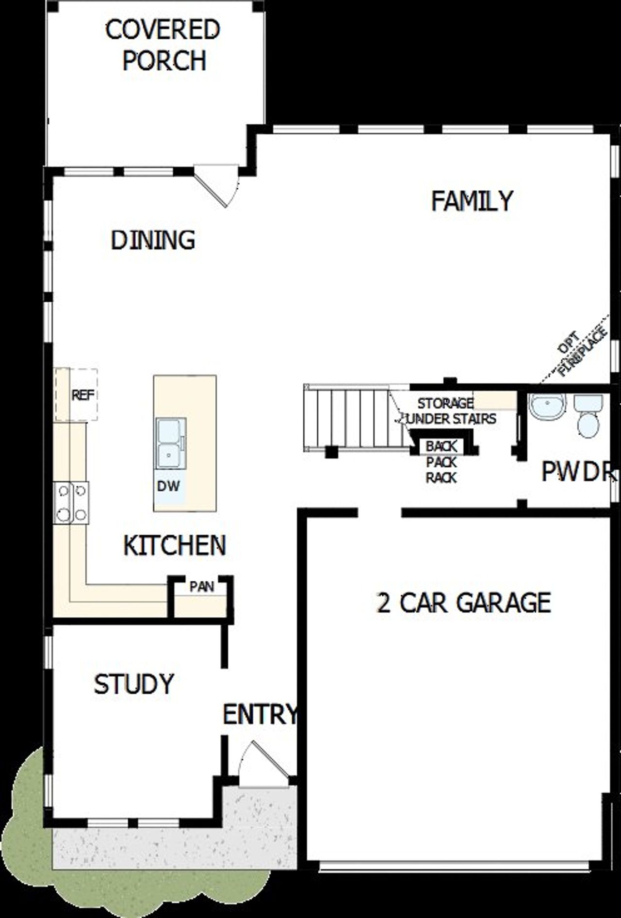 2D floor plan layout of this home in Double Creek Crossing – Classic Series, Round Rock, TX (Image 2).