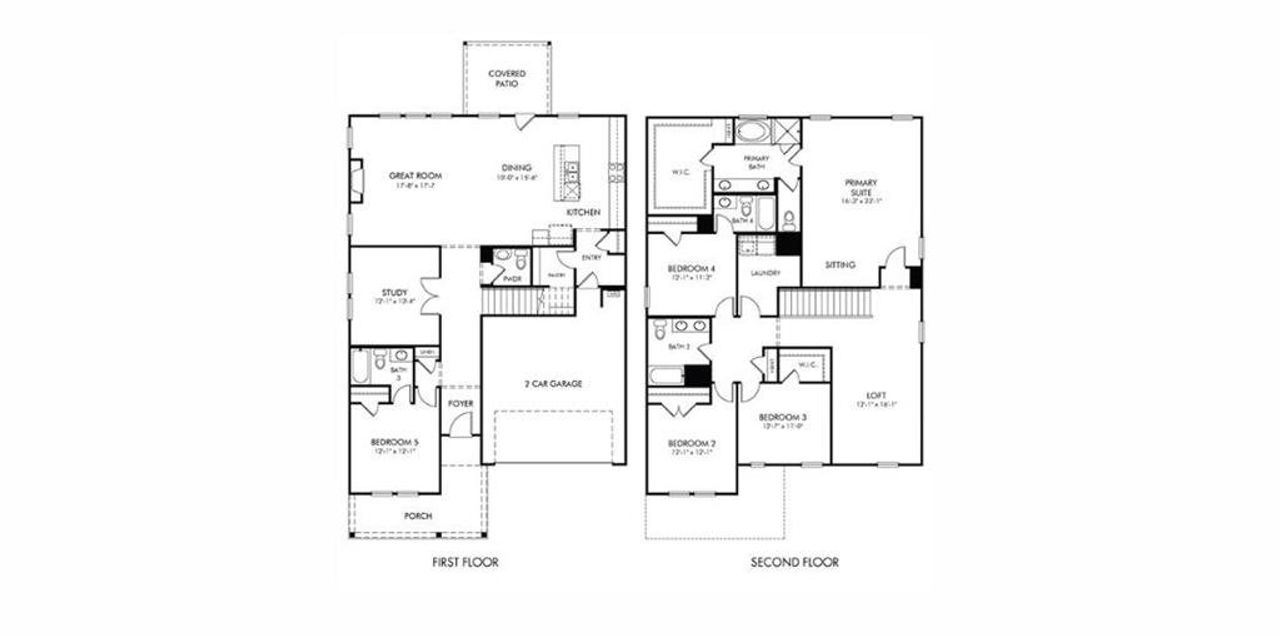2D floor plan layout of this home in Westmont Preserve, Powder Springs, GA (Image 2).